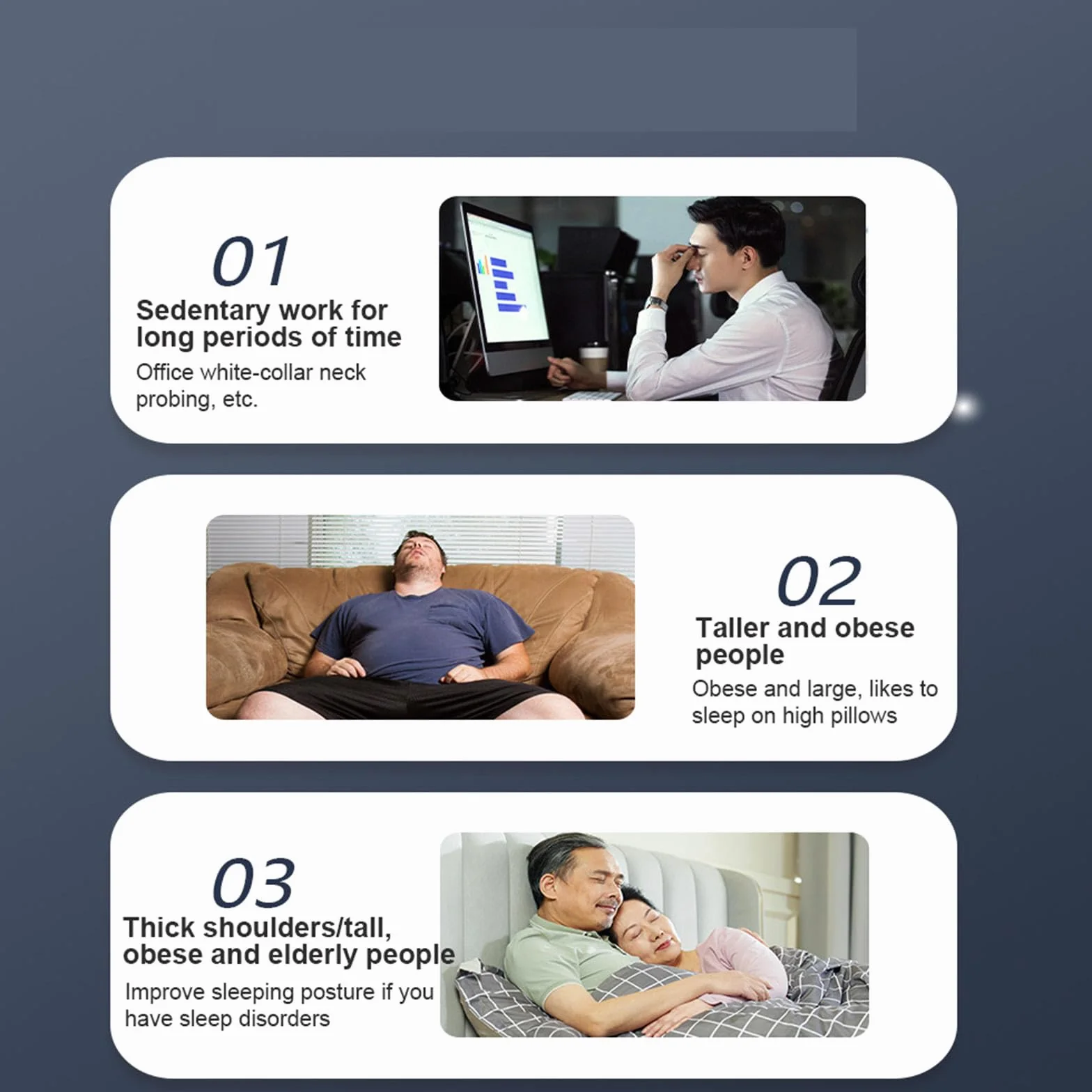 Podwyższona I Pogrubiona Poduszka Pod Szyję Dla Osób Otyłych,Ergonomiczna Poduszka Na Ból Szyi,Poduszka Konturowa Mocna Poduszka Pod Szyję Z Poszewką Z Lodowego Jedwabiu,A-60 * 42 * 20cm