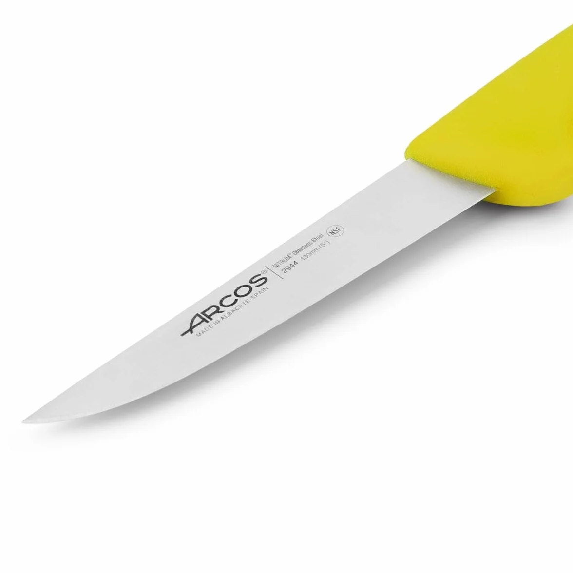 Arcos 294400 seria 2900-boning nóż nóż nitrm 130 mm (5,12 cala) - uchwyt polipropylenowy żółty kolor, stal nierdzewna 18/8