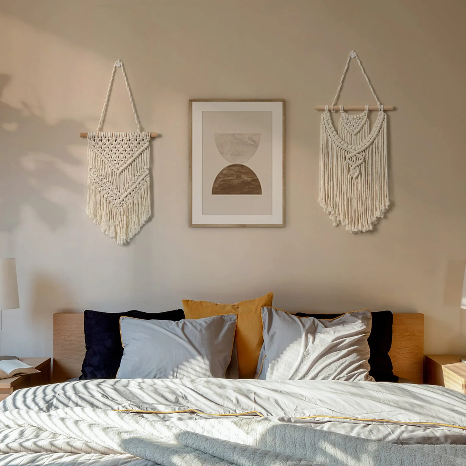 LOMOHOO 2 sztuki makramy dekoracja ścienna boho do domu