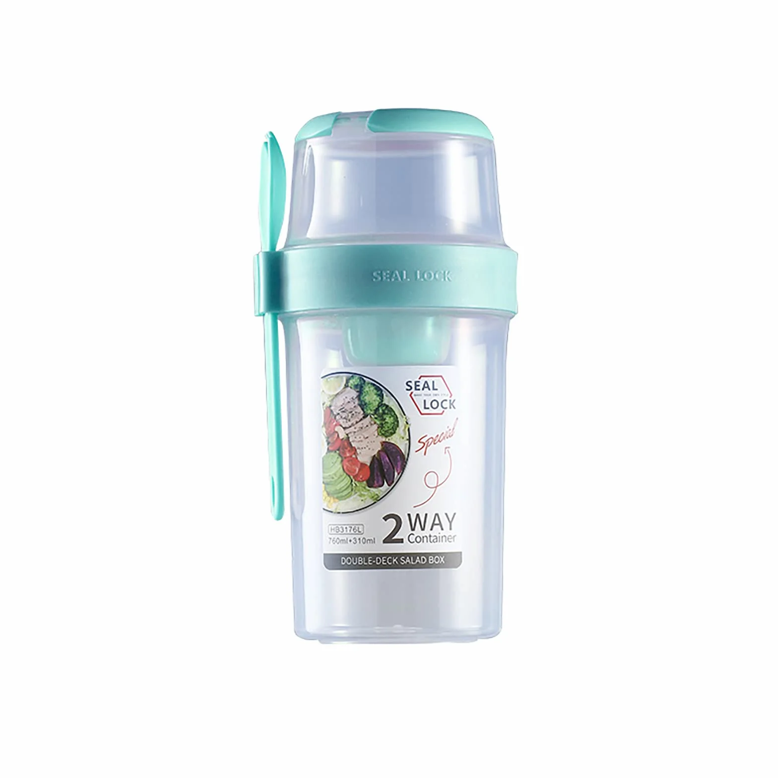 BestAlice Keep Fit kubek do sałatek z widelcem i sosem do sałatek, 760 ml, przenośny pojemnik na sałatkę z owocami i warzywami