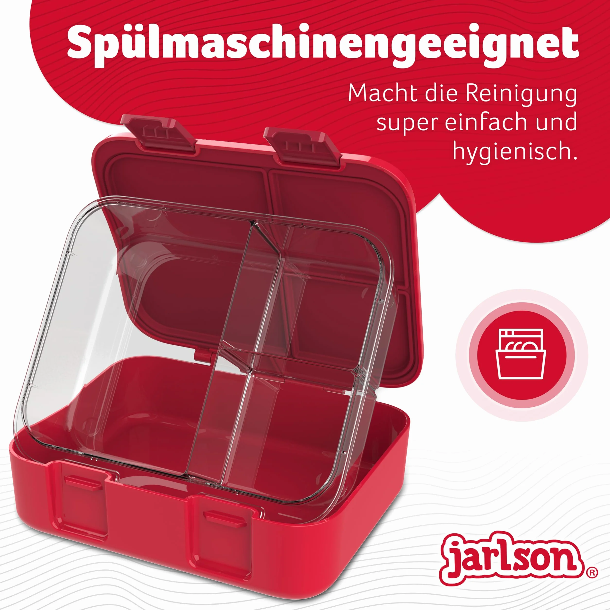 Jarlson® MILI pudełko śniadaniowe dla dzieci z przegródkami, nie zawiera BPA, szczelne, pudełko na przekąski, do przedszkola i szkoły, 1000 ml, lekkie (straż pożarna)