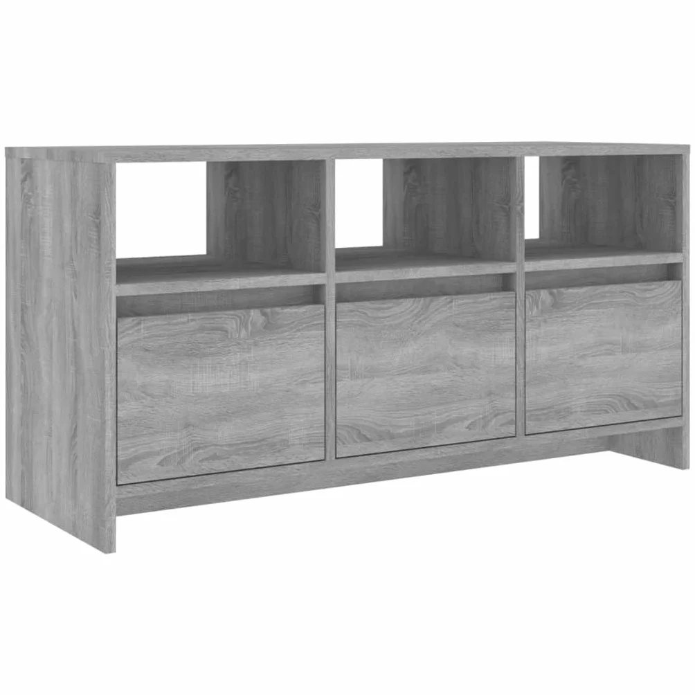 Générique Sonoma szafka pod telewizor szara 102x37,5x52,5 cm drewno inżynieryjne | 3 szuflady, 3 przegródki, przechowywanie DVD i konsoli, łatwe czyszczenie