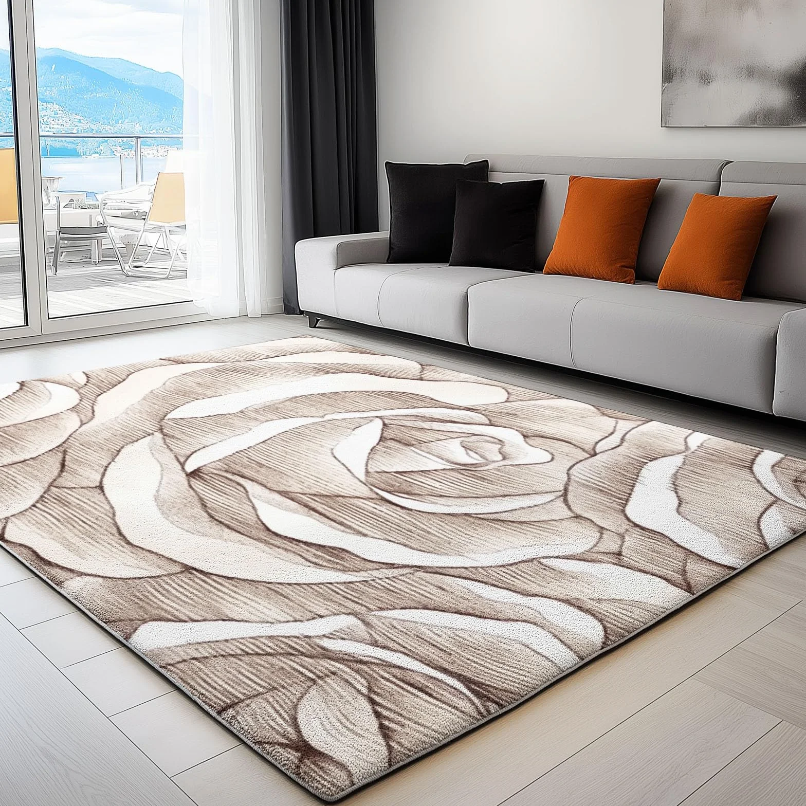 Dywany do salonu 180 x 240 cm 3D płatki róży dywan z krótkim włosiem dywan salon duża mata antypoślizgowa do sypialni jadalni sypialni szary