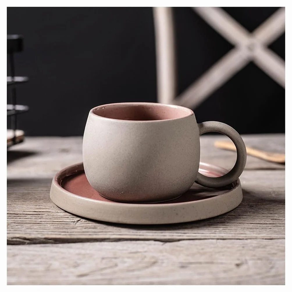 Zestaw filiżanek do herbaty i spodków, kubek do kawy biuro popołudniowa herbata filiżanka do kawy i spodek prosty ceramiczny kreatywny zestaw kubek śniadanie mleko filiżanka filiżanka do kawy (B)