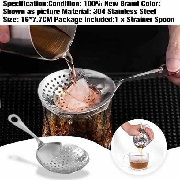 Łyżka Julep Ze Stali Nierdzewnej 304 - Sitko Do Koktajli Premium I Narzędzie Do Mieszania