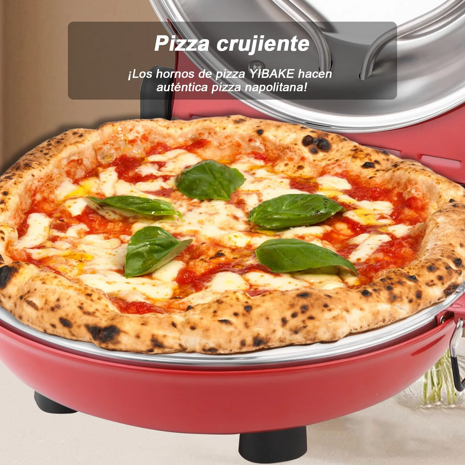 elektryczny piec do pizzy w 4 minuty, płyta ogniotrwała 32 cm, 1200 W, 5 trybów pracy, maks. temperatura 420°C