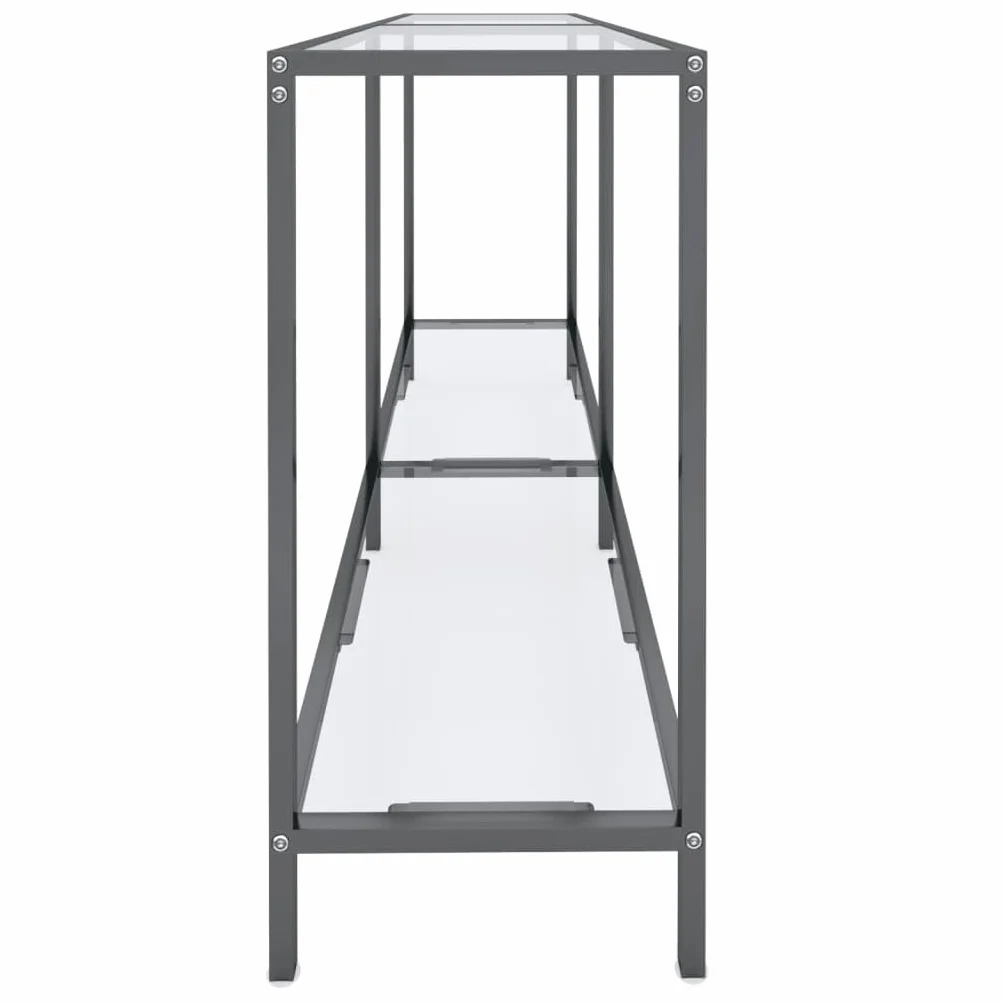 Konsola ze szkła hartowanego 140 x 35 x 75,5 cm | Stal malowana proszkowo, półka do przechowywania, łatwa do czyszczenia, elegancki design