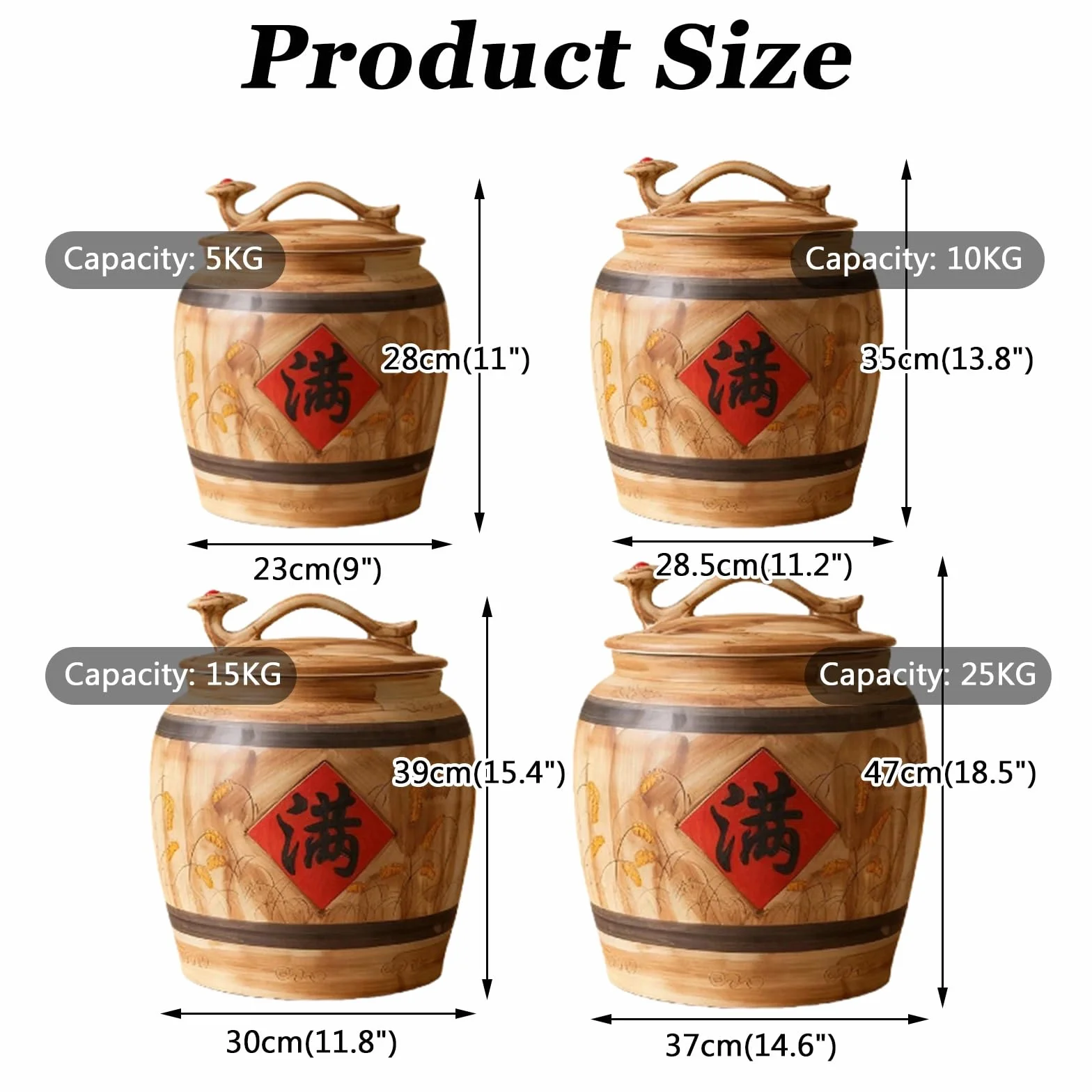 Ceramiczny słoik do przechowywania ryżu z pokrywką, szczelny pojemnik kuchenny na płatki śniadaniowe, mąkę, cukier, orzechy, przekąski, karmę dla zwierząt domowych, duża pojemność