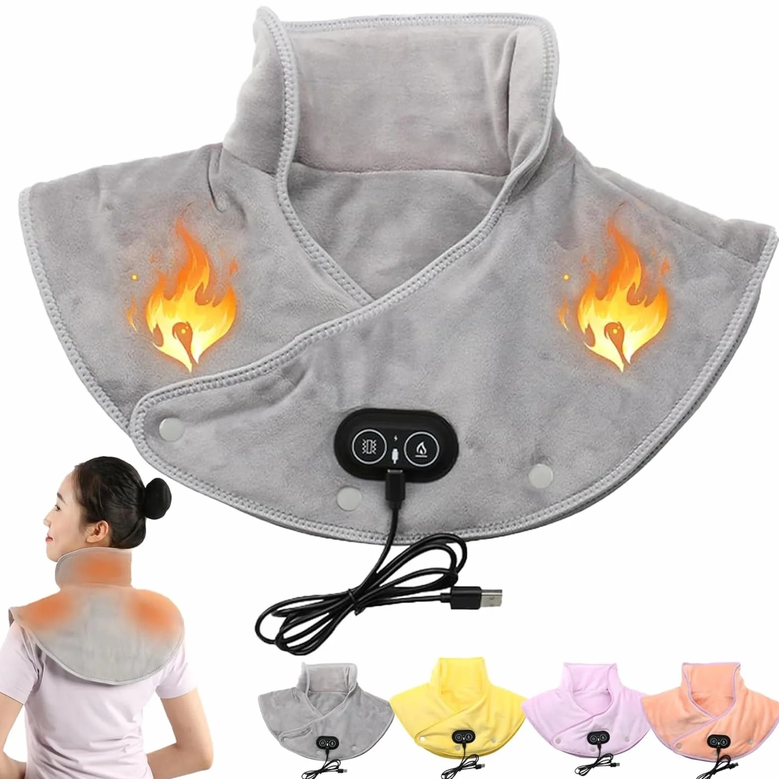 Portable Cordless Heating Pad for Neck Shoulder,USB Heating Pad Shawl Heat Pad Cordless Electric Neck Heater Neck Heating Pad for Neck and Shoulders Cordless Electric Heating Pad