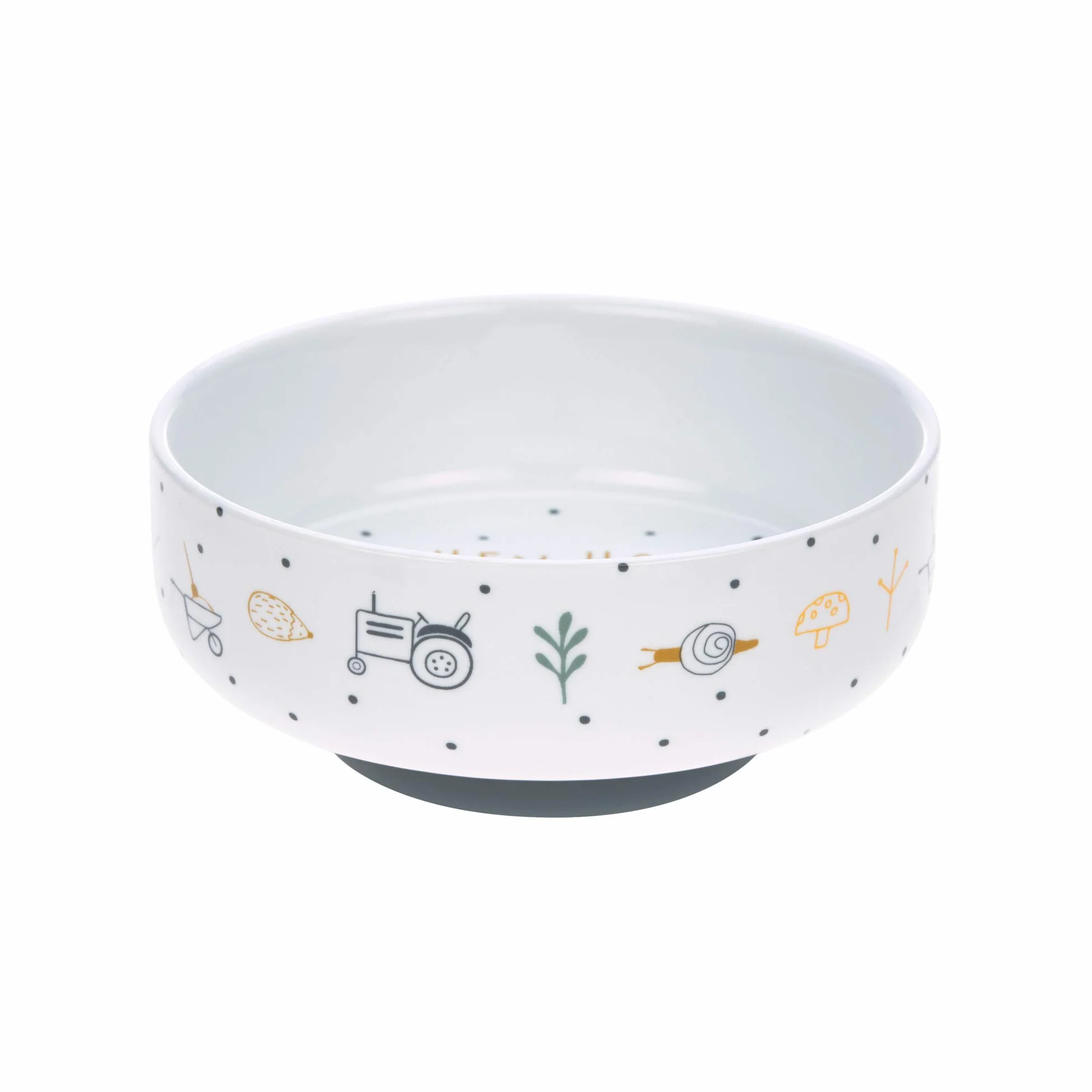 LÄSSIG Zestaw naczyń porcelanowych zestaw naczyń dla dzieci talerz miska kubek z pierścieniem silikonowym antypoślizgowe naczynia dla dzieci/Garden Explorer Boys