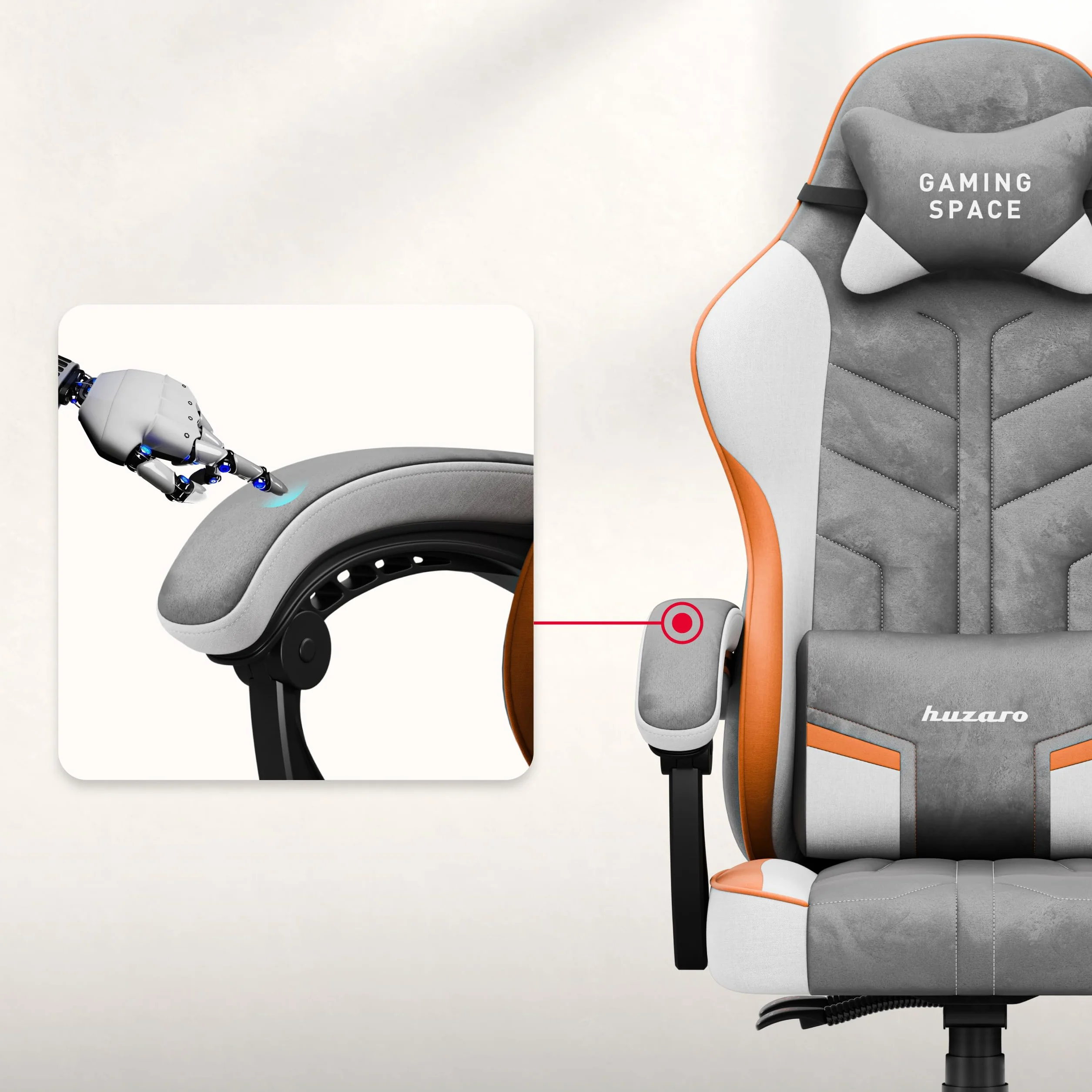 huzaro Force 2.7 ergonomiczne krzesło gamingowe, nośność 140 kg, krzesło komputerowe i krzesło biurowe z regulacją wysokości, krzesło do biurka z podparciem lędźwiowym, poduszka pod kark i