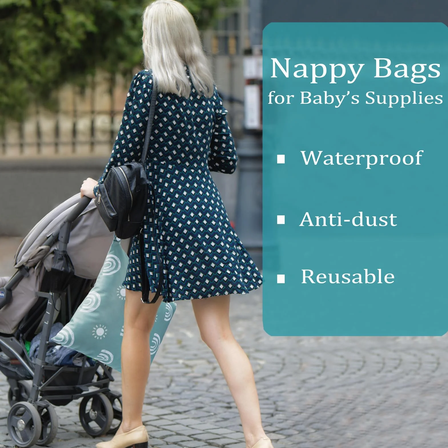 Wetbag, 2 szt. Wodoodporna torba na pieluchy wielokrotnego użytku, nadająca się do prania, torba na pieluchy dla niemowląt z podwójnym zamkiem błyskawicznym do podróży na plażę siłownia