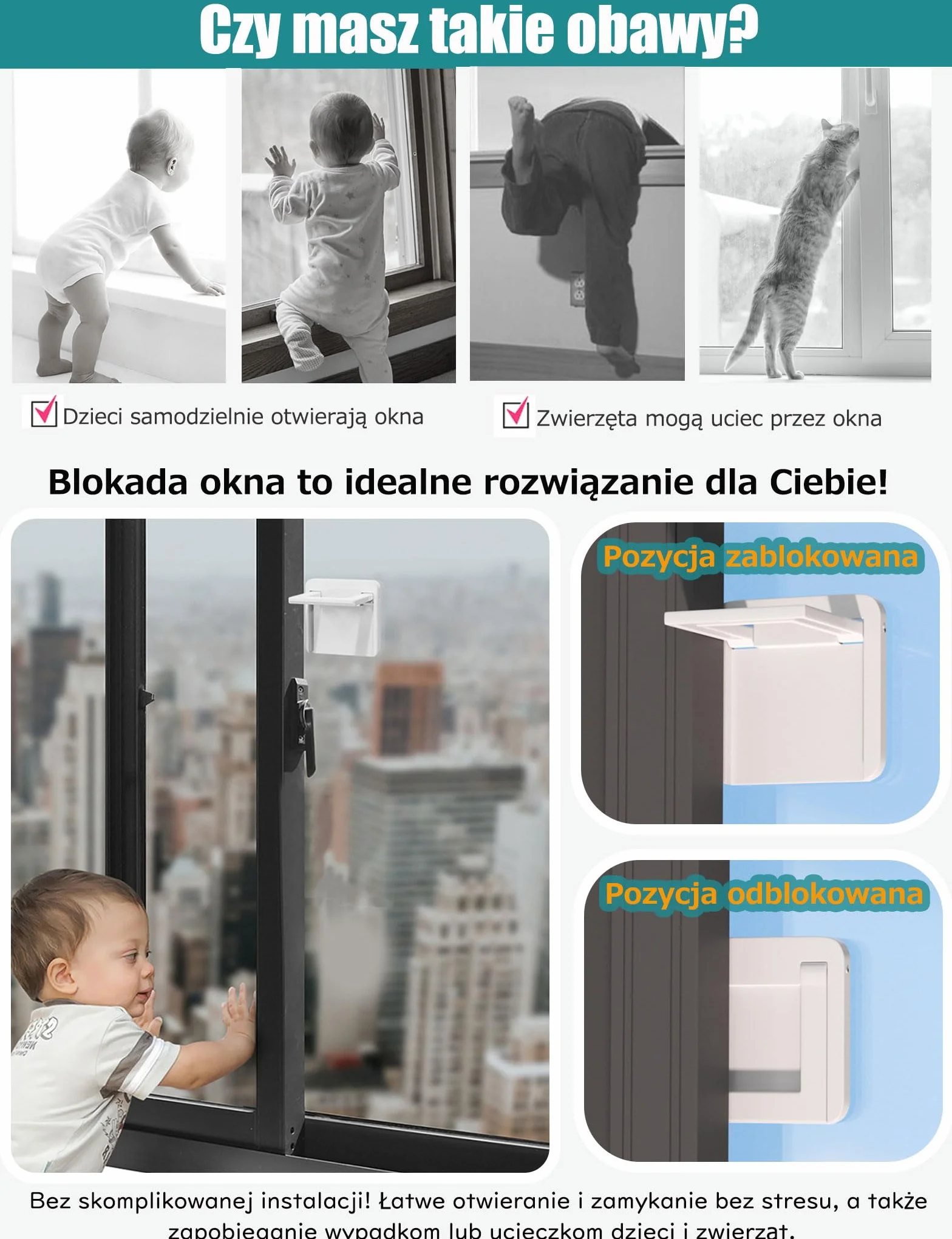 4 szt. Blokady do drzwi przesuwnych dla dzieci do drzwi przesuwnych z podkładką samoprzylepną 3M bez wiercenia okna bezpieczeństwa dzieci do okien, drzwi szafy, drzwi