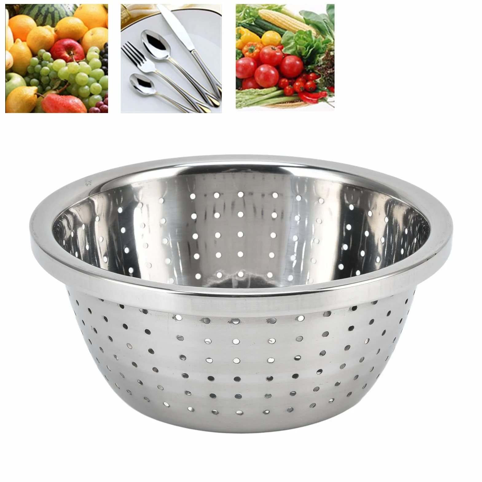 Mikroporowaty Durszlak Ze Stali Nierdzewnej, Kosz Do Mycia Warzyw Sitko Kuchenne Ze Stali Nierdzewnej 304 Metalowa Misa Z Ociekaczem Do Mycia Warzyw, Owoców I Ryżu(18cm)