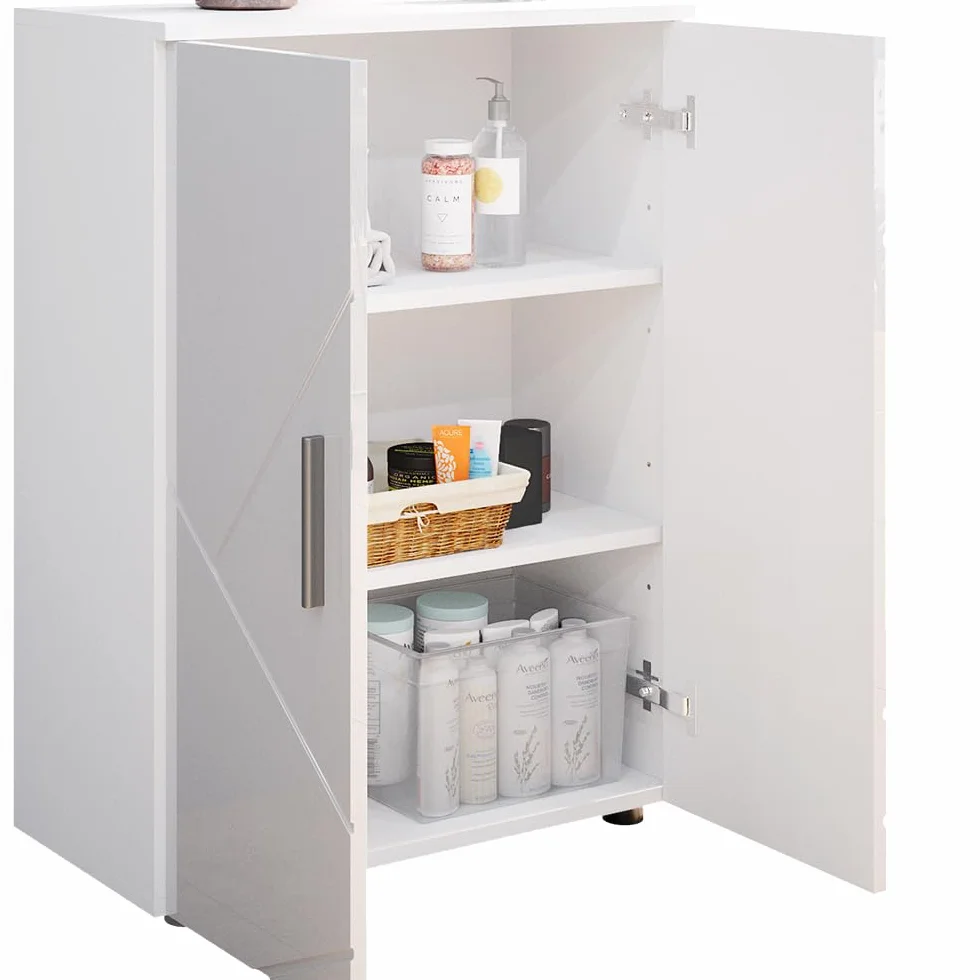 Vicco Szafka Midi "Irma", Biały wysoki połysk, 60 x 81 cm | pour le rangement dans la salle de bain et compatible avec la série Irma
