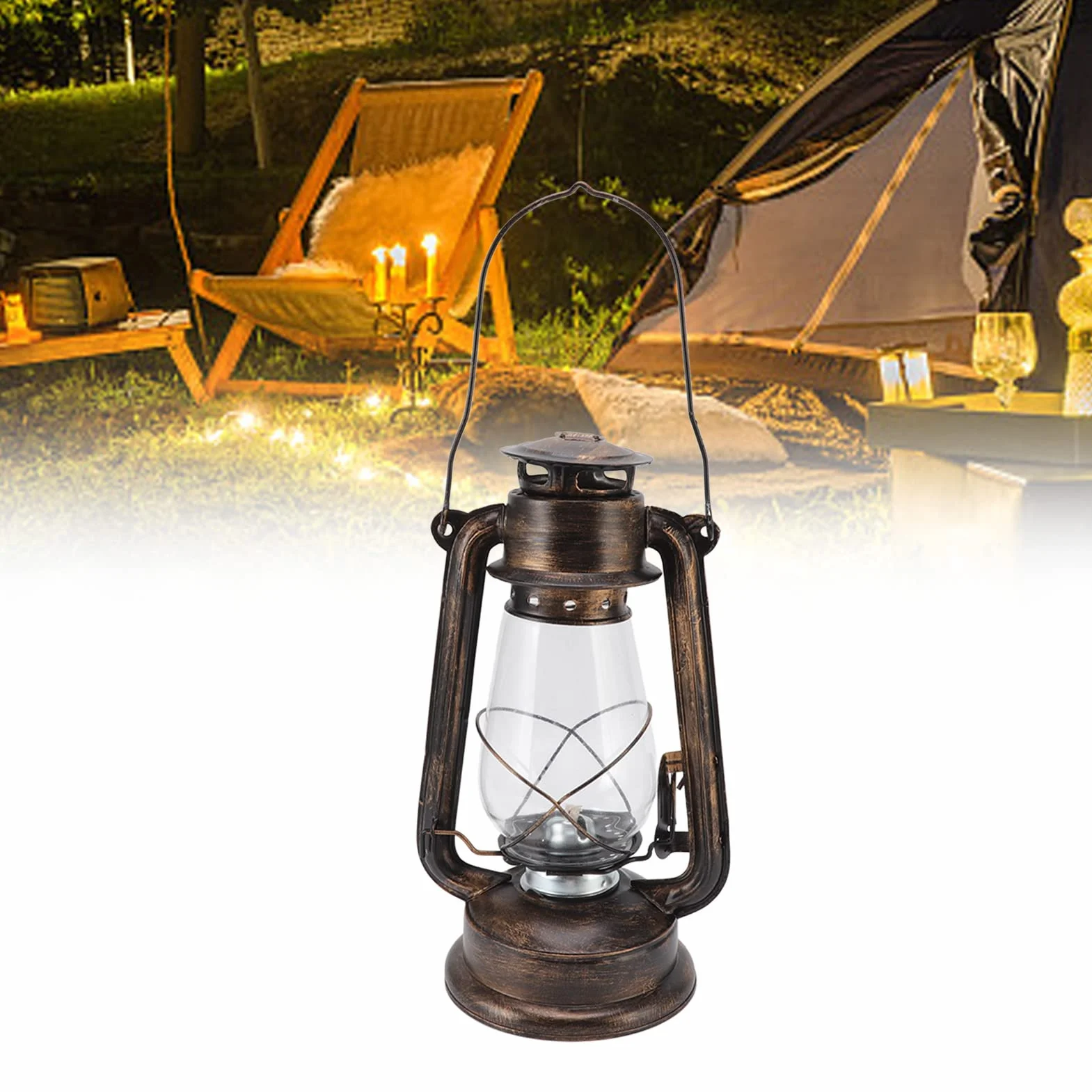 Vintage metalowa olejowa burza latarnia palenie huragan latarnia retro lampy naftowe na kemping piesze wycieczki dekoracja patio