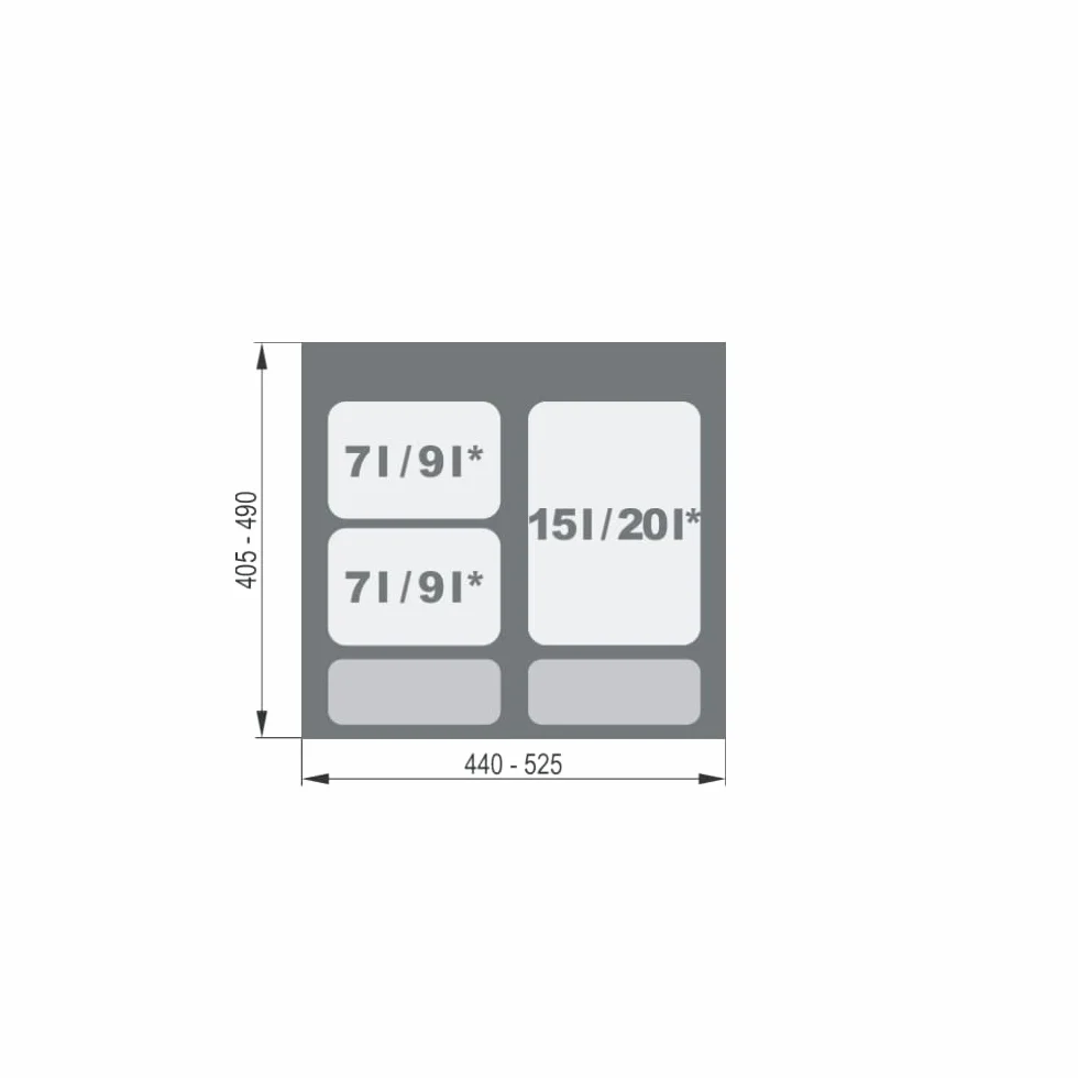 REJS POJEMNIKI DO 60cm 1X15 2X7L DO SEGREGACJI NA ODPADY PRAKTIKO NA ŚMIECI