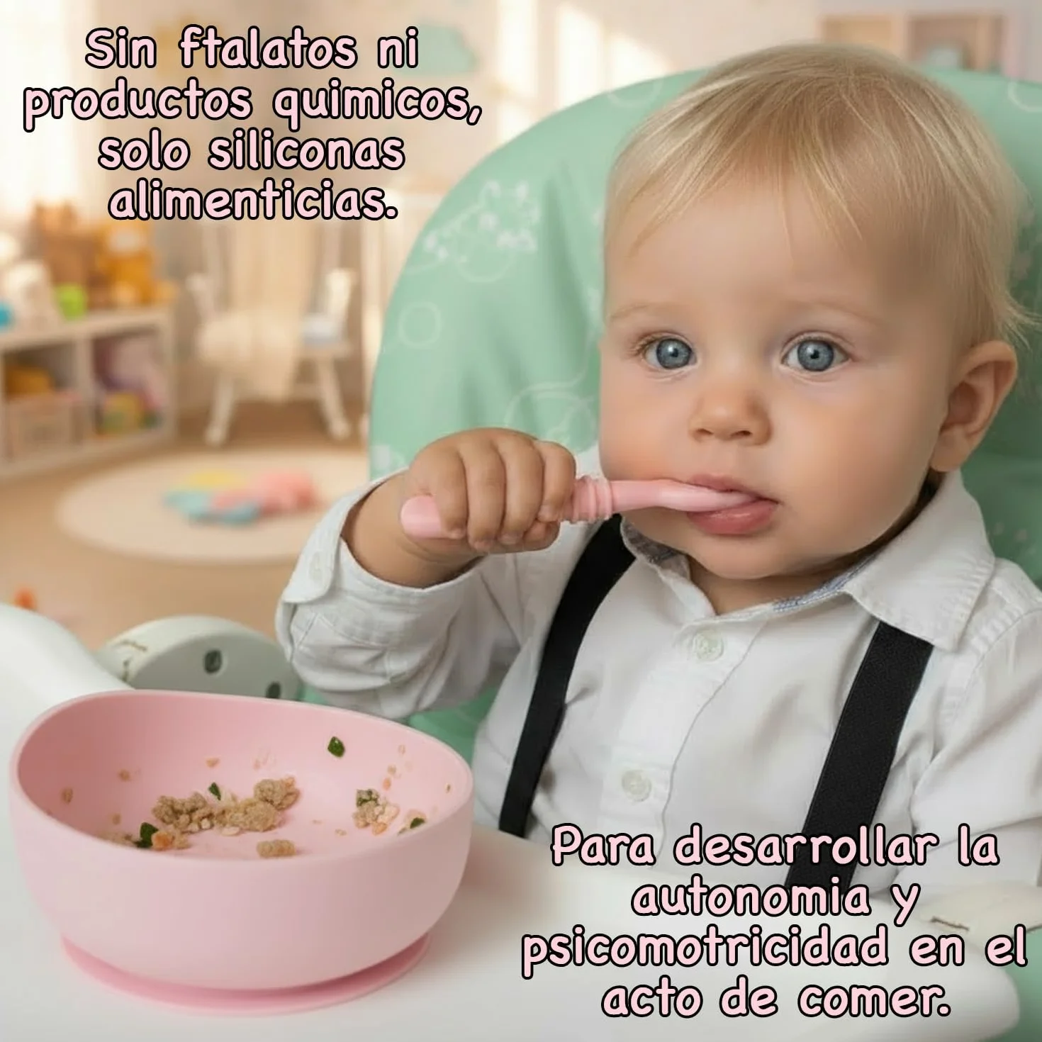 Łyżki do nauki dla dzieci. Łyżki do nauki BLW, faza 1 + faza 2. Zalecany przez dietetyków i ekspertów od odsadzenia. Antybakteryjny i ergonomiczny silikon (blady róż)