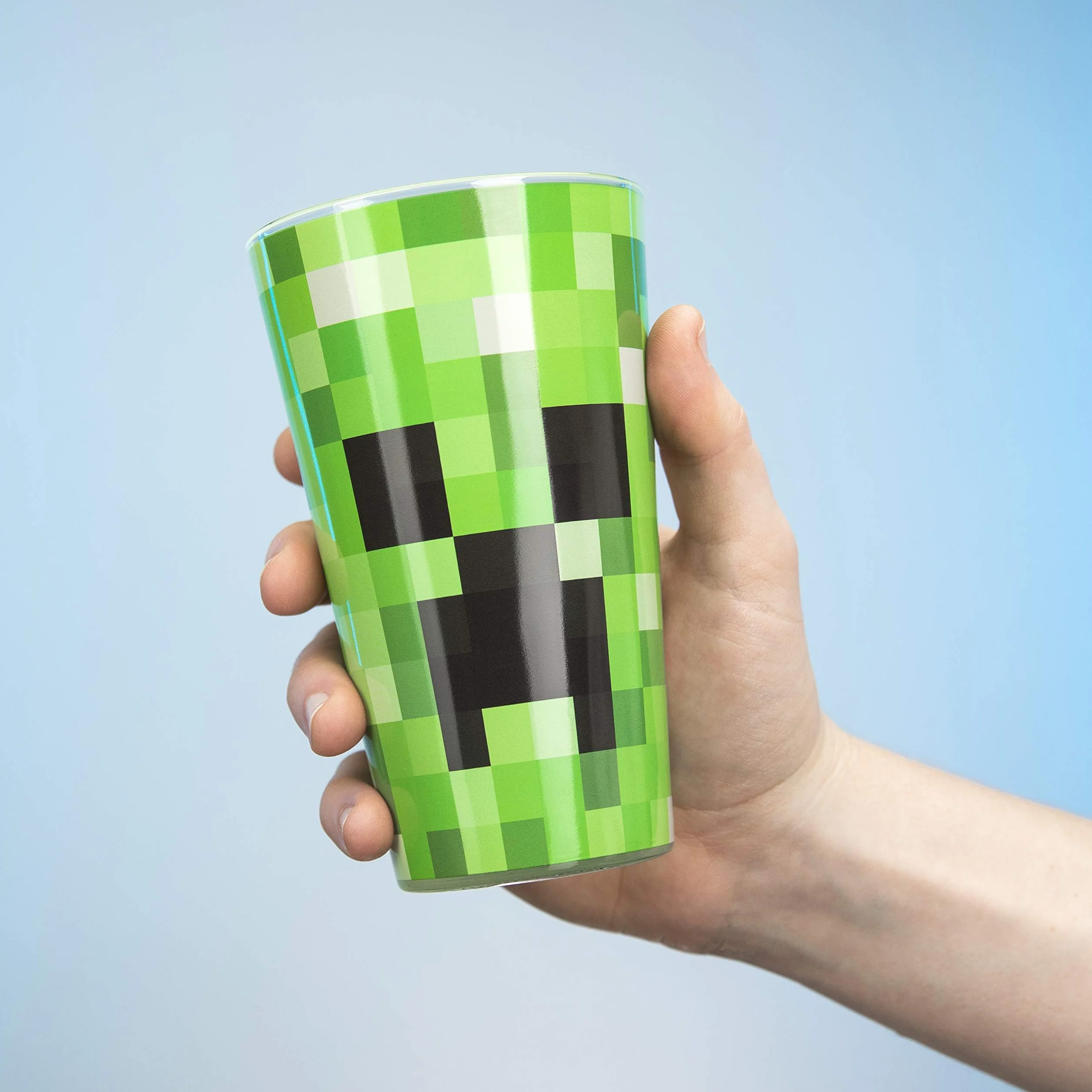 Paladone PP6729MCF Pikselowane szkło pnącze | Kubek do picia 450 ml | Idealny pomysł dla fanów Minecraft