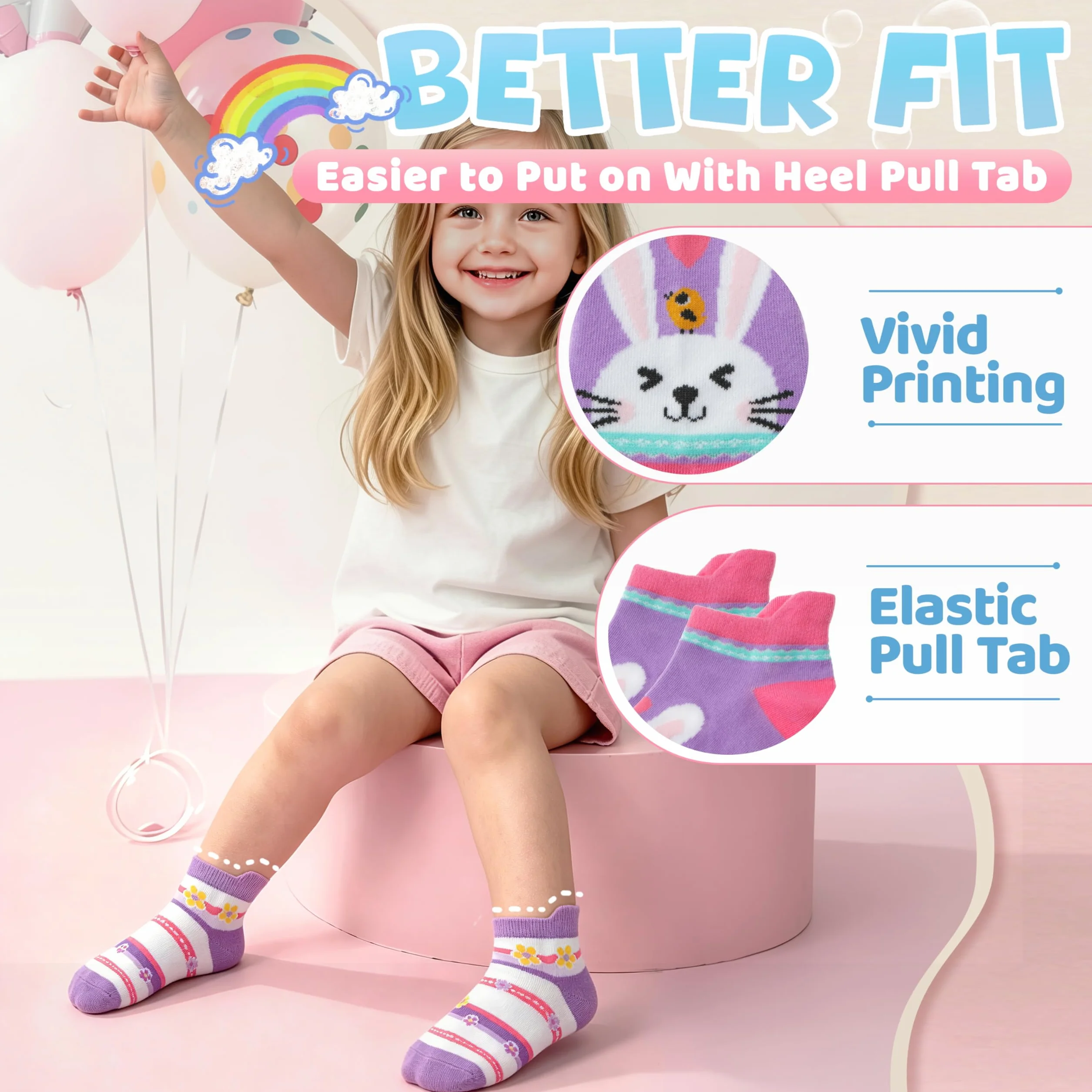 Kids Girls Unicorn Socks Ankle No Show Socks Fashion Novelty Cotton Socks 6 Pairs
