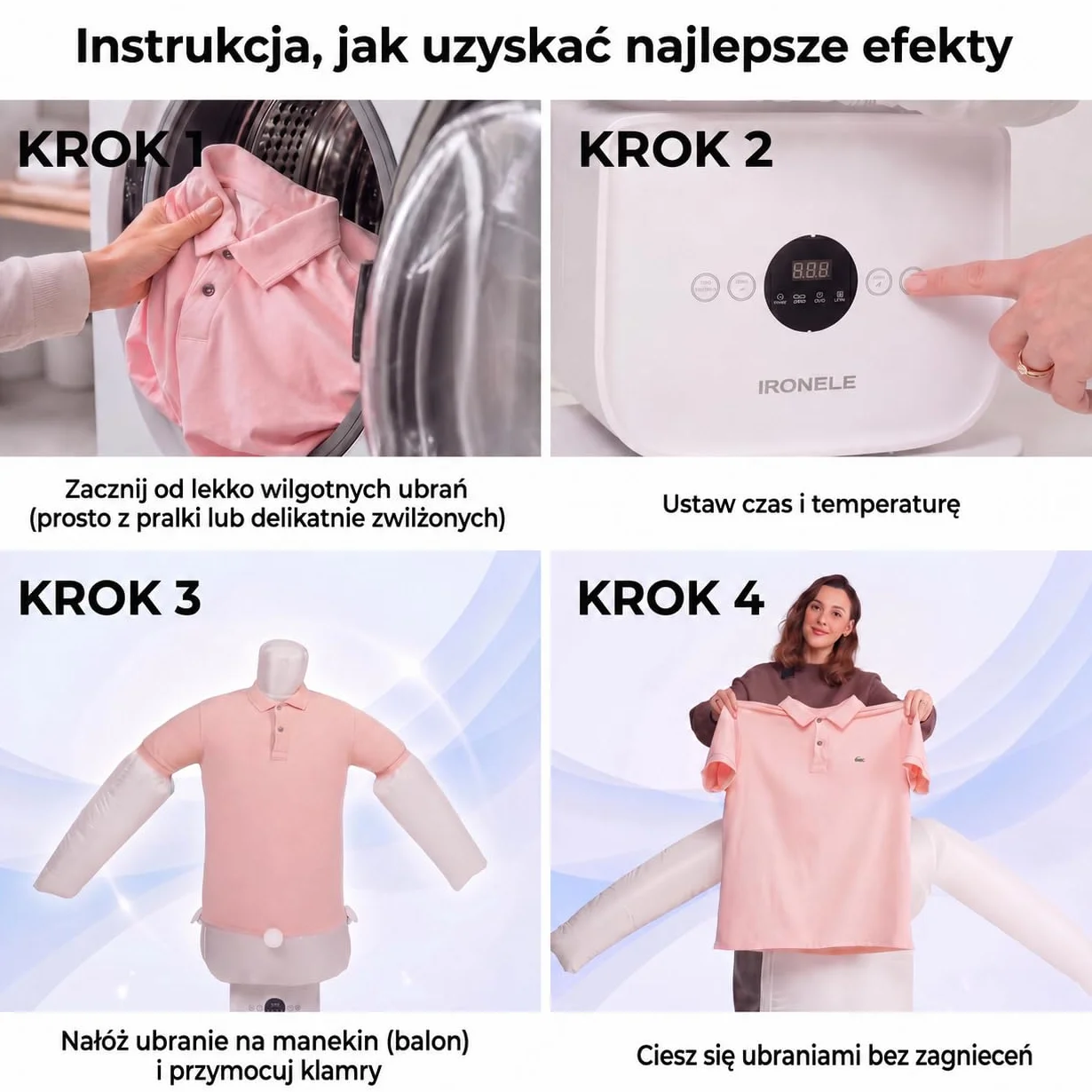 Automatyczny system do prasowania z manekinem do koszul i spodni – inteligentny system prasowania odzieży | Zastępuje żelazko i parownicę | Inteligentne urządzenie do wygładzania ubrań