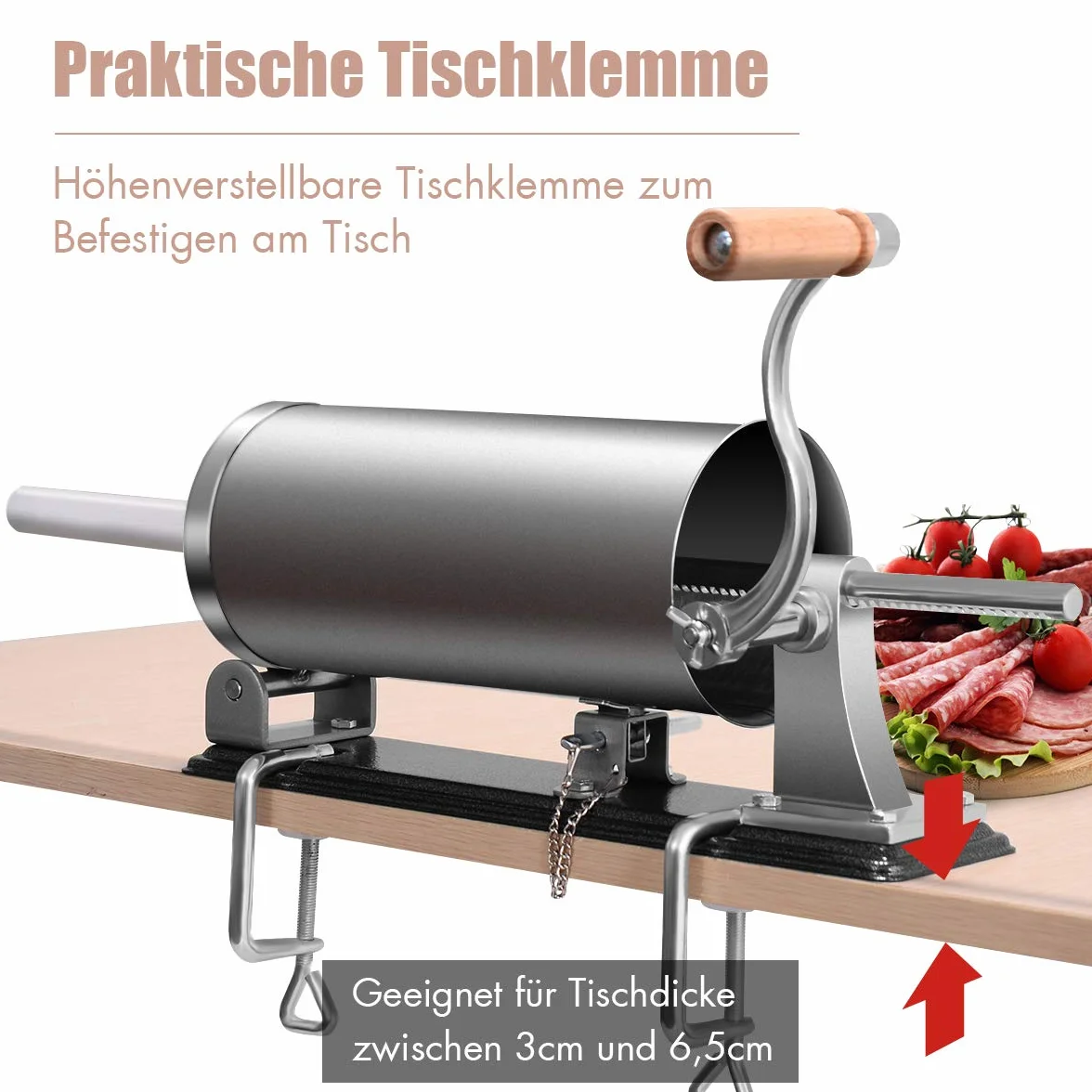 COSTWAY Nadziewarka do kiełbasy, maszynka, stal nierdzewna zawiera 4 rury napełniające, 3kg