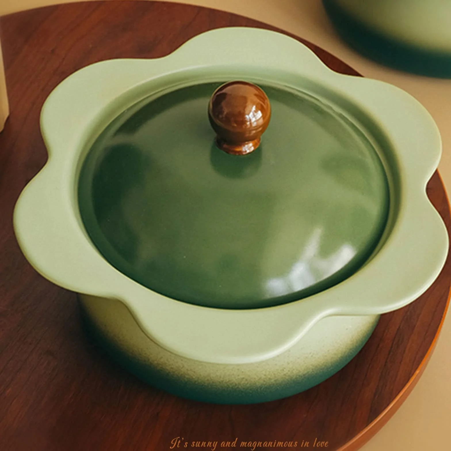 Dutch Oven Z Pokrywką Gliniany Garnek Z Uchwytem Nieprzywierający Ceramiczny Garnek Do Pieczenia Duszenia Kuchenka Gazowa(Green)