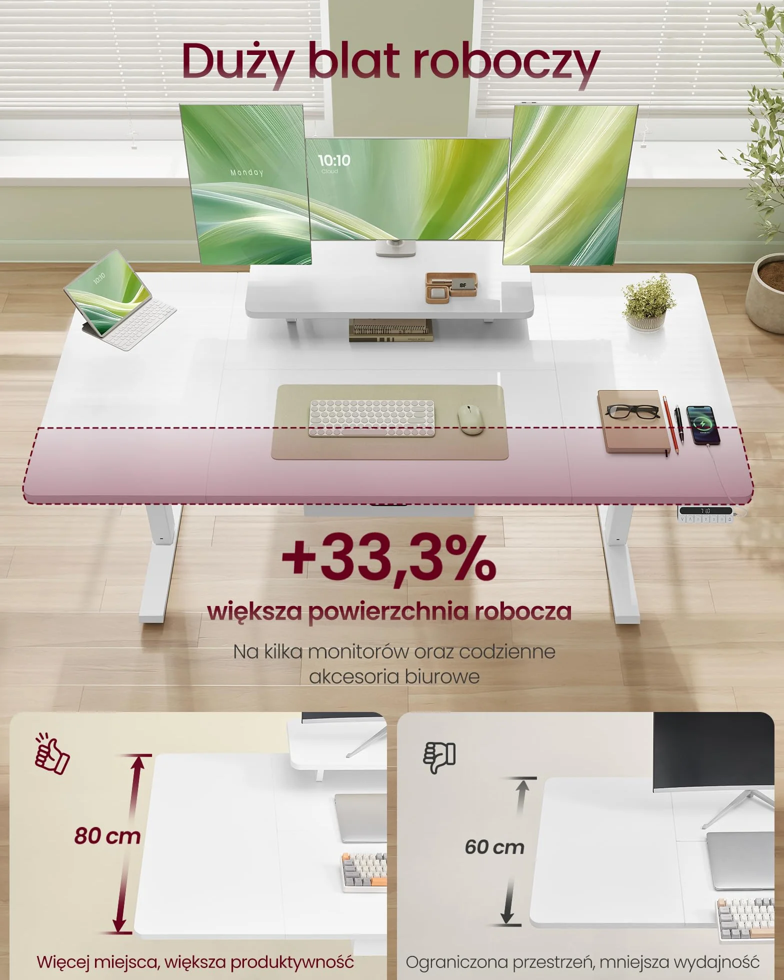 VASAGLE Biurko z elektryczną regulacją wysokości, 140 x 70 cm, elastyczny uchwyt na monitor, szuflada, port USB-C, funkcja przypominania o siedzącym trybie życia, do biura domowego, biały LSD154WB01
