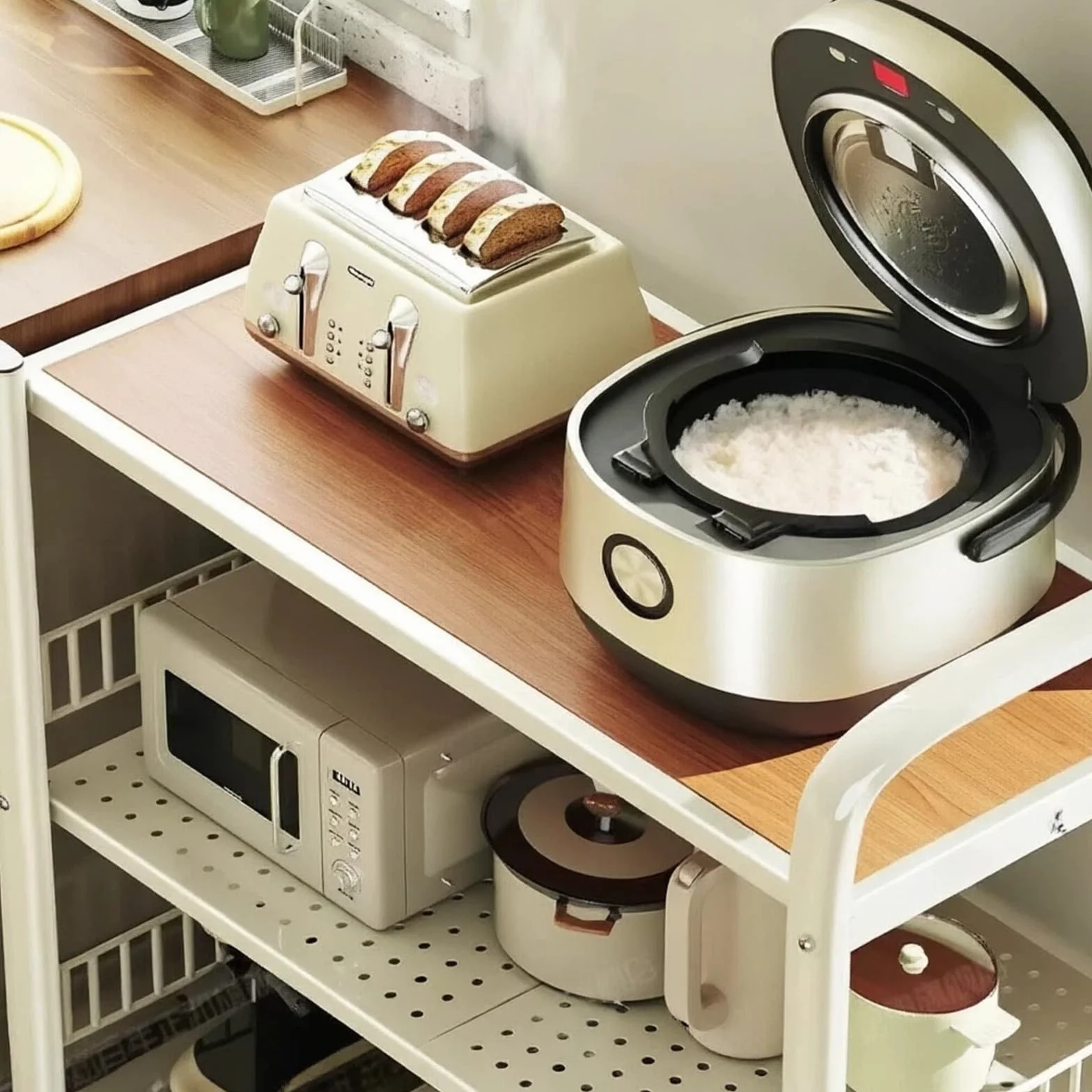 Wózek kuchenny Składany mobilny stojak kuchenny Półka na kuchenkę mikrofalową Wózek do przechowywania kółkach(Mały)