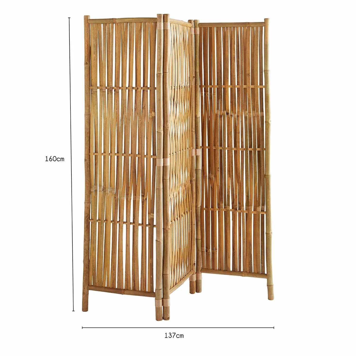 Box and Beyond - Parawan wewnętrzny - 160 x 139 cm - Przegroda pokojowa z naturalnego bambusa - 3-panelowy parawan - sypialnia, salon - wyjmowana przegroda