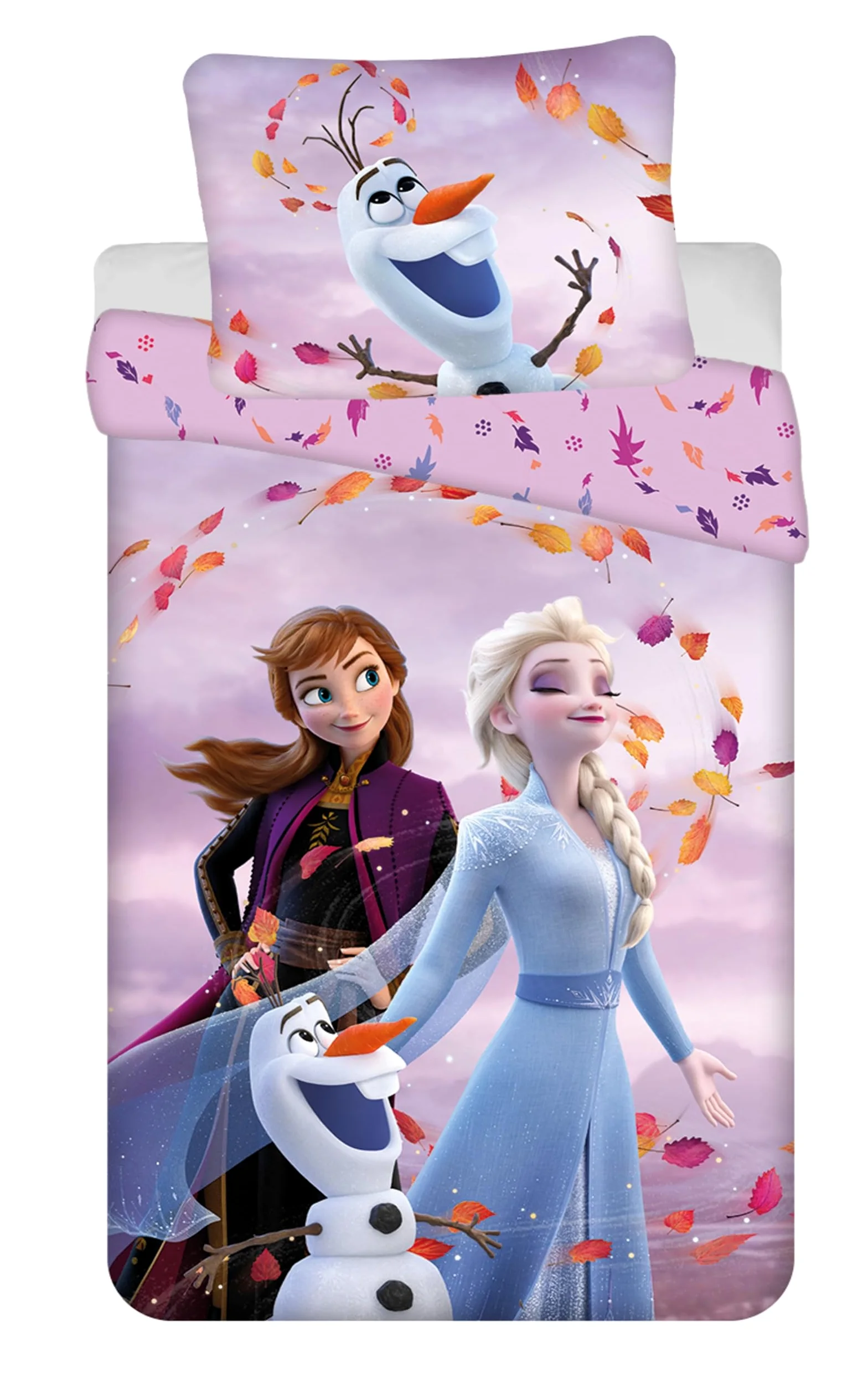 Jerry Fabrics Frozen Komplet pościeli dziecięcej 140 x 200 + poszewka na poduszkę 70 x 90 cm, ze standardem Öko-Tex Standard dla dziewcząt, Kraina Lodu Anna Elsa Olaf