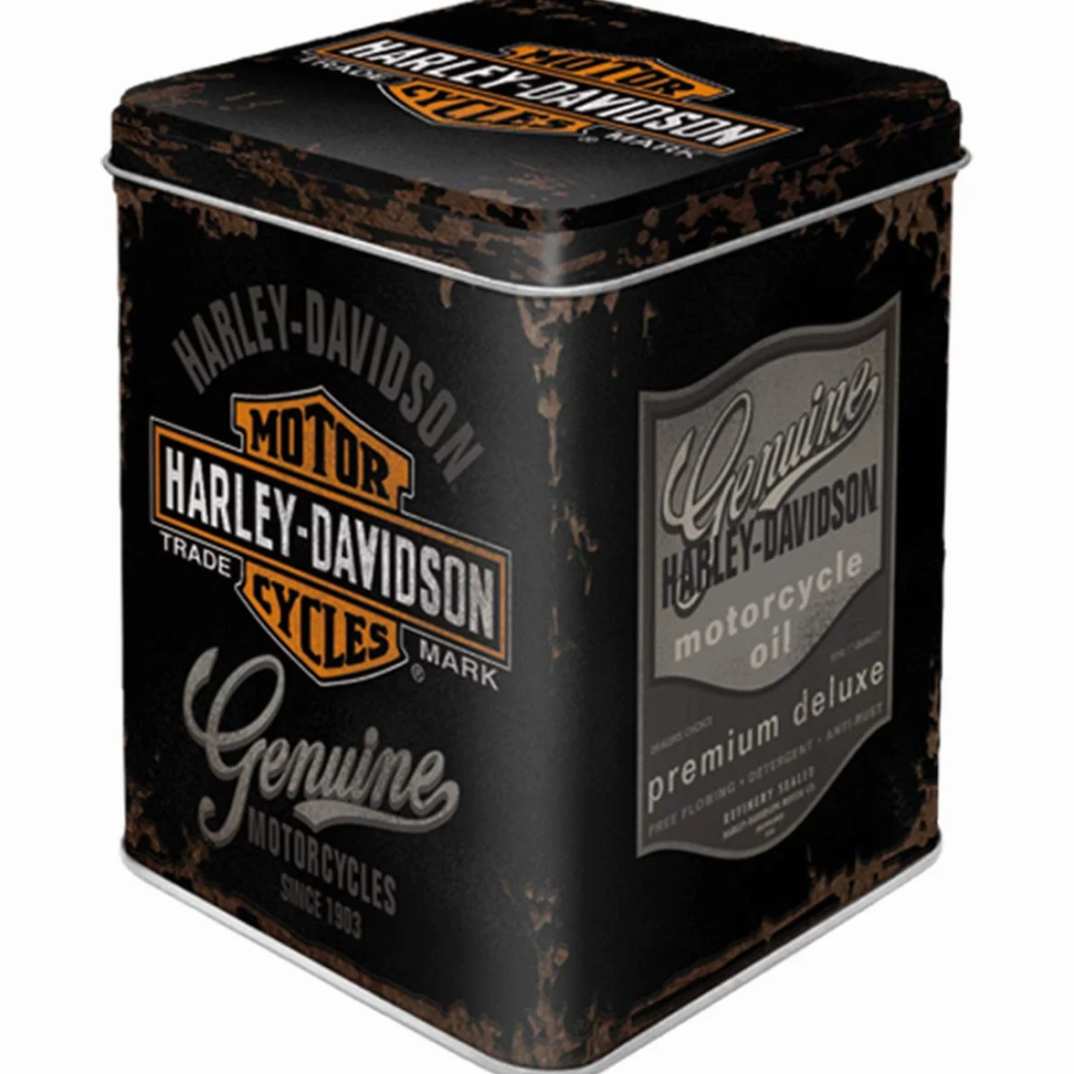 Nostalgic-Art Retro puszka na herbatę, 100 g, Harley-Davidson – Genuine Logo – Pomysł na prezent dla motocyklistów, Official License Product (OLP), metalowy pojemnik na herbatę, Styl vintage