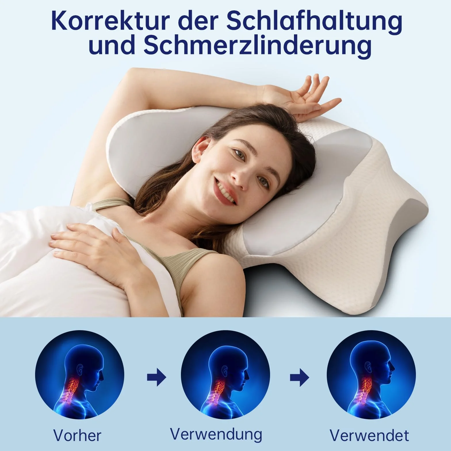Poduszka Memory Foam Premium Hipoalergiczna Pianka Visco Elite z Wentylacją 3D, Certyfikat OEKO-TEX, Szara