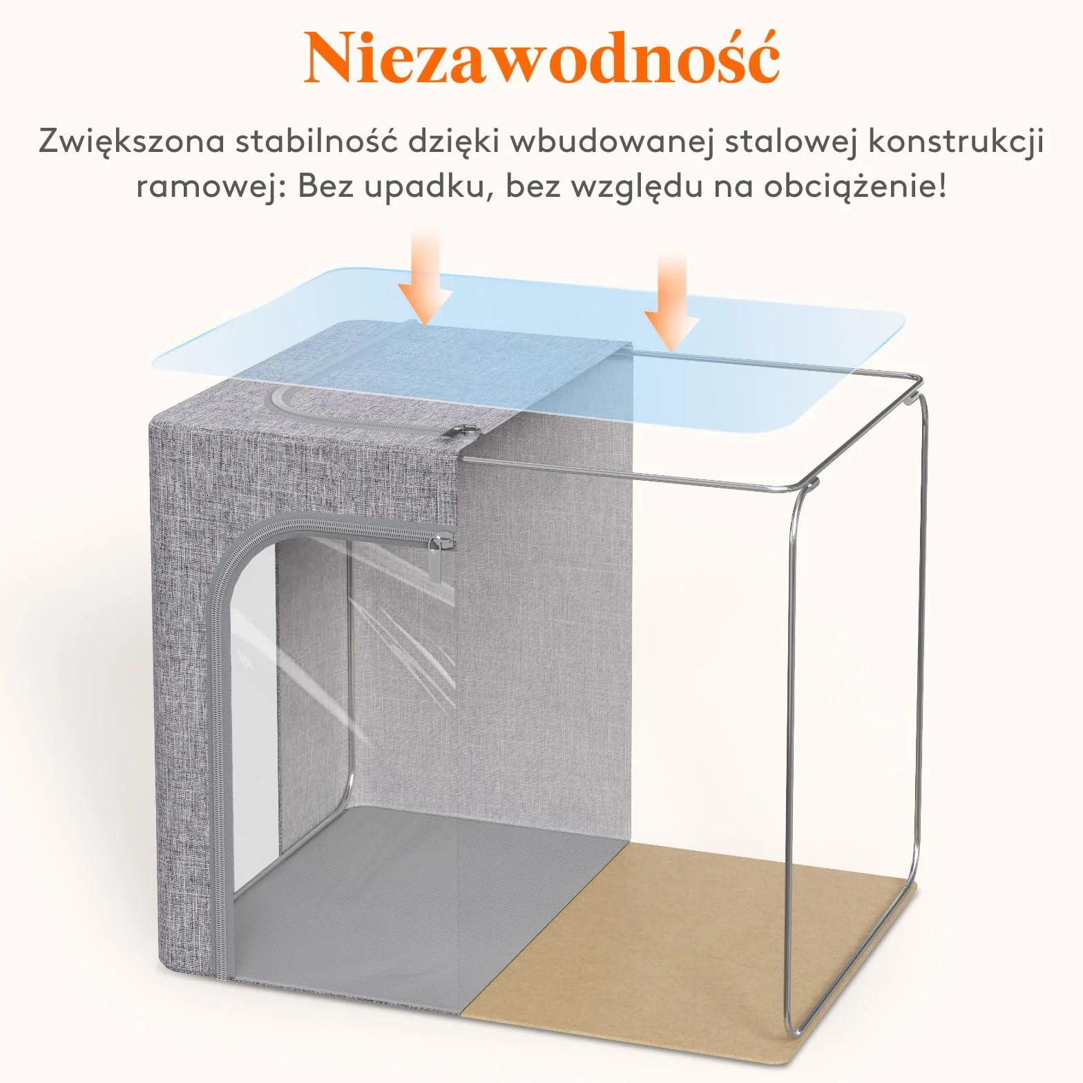 Lifewit pojemniki na ubrania składane 40L z metalową ramą pokrywami okienkiem zamkami 3 szt.