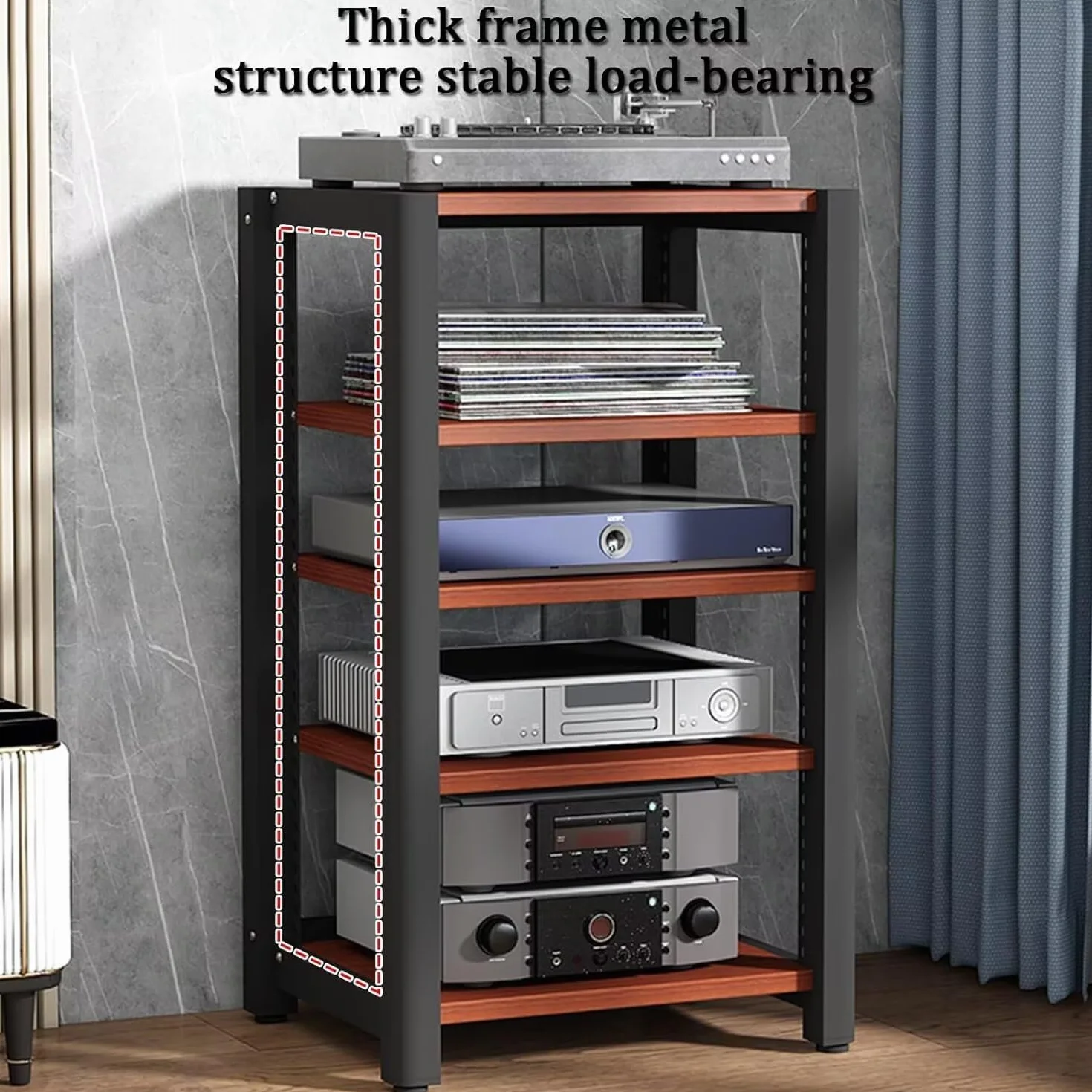 HiFi o Rack, 2/3/4/5-poziomowy stojak na telewizor i o Equint, szafka na gramofony i płyty winylowe, Blu-ray Sto, przetwornik cyfrowo-analogowy i wzmacniacz nizer