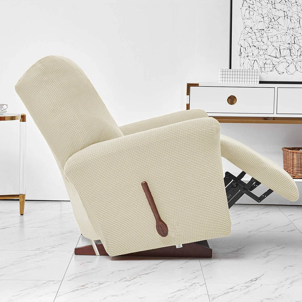 ELEOPTION Recliner pokrowiec na sofę, rozciągliwy pokrowiec na fotel wypoczynkowy, spandex żakard 4-częściowy beżowy