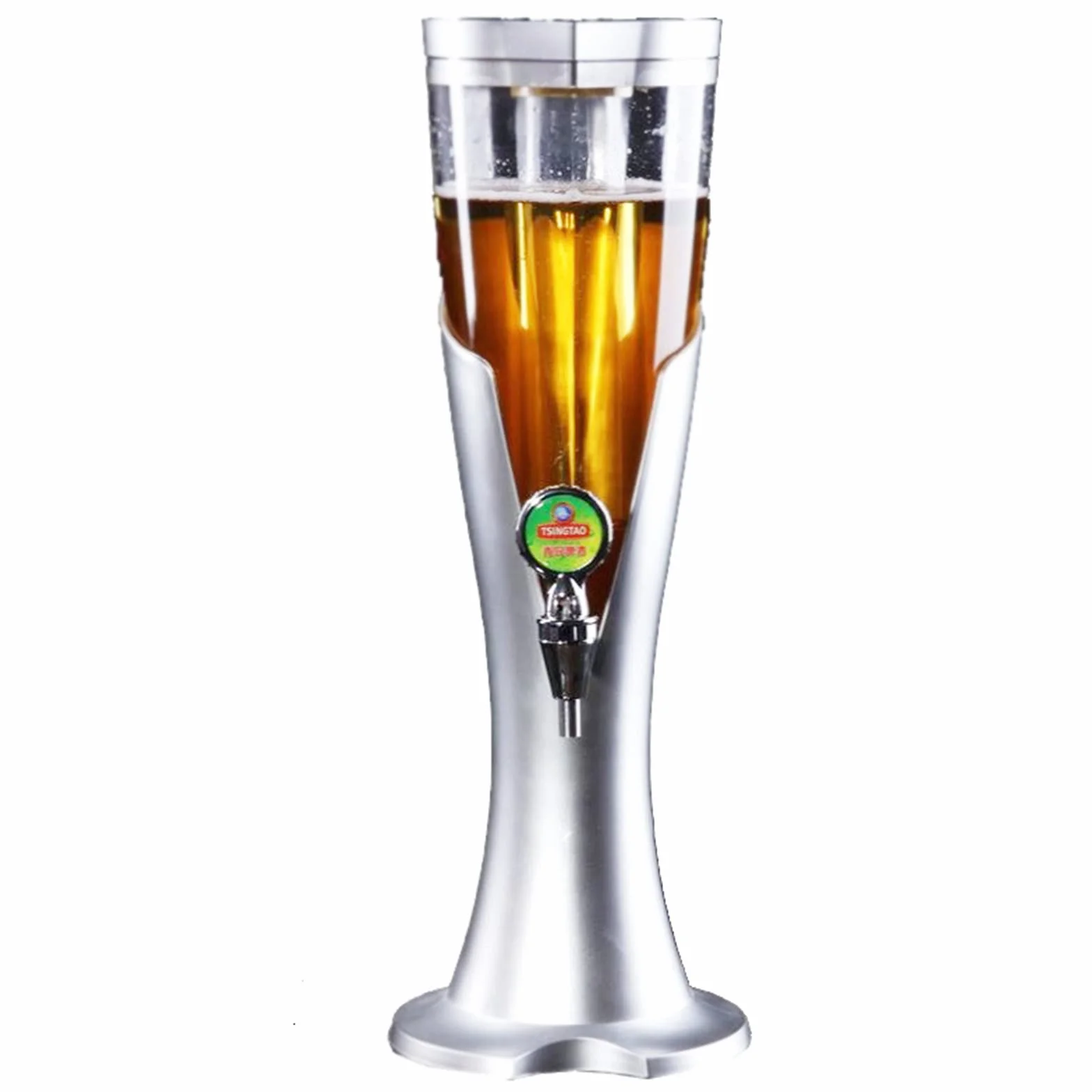 Wieża Piwa, Dozownik napojów Beer Tower z rurką do utrzymywania zimnych napojów, idealna na imprezy i gry, akcesoria do baru domowego,3,2.0L