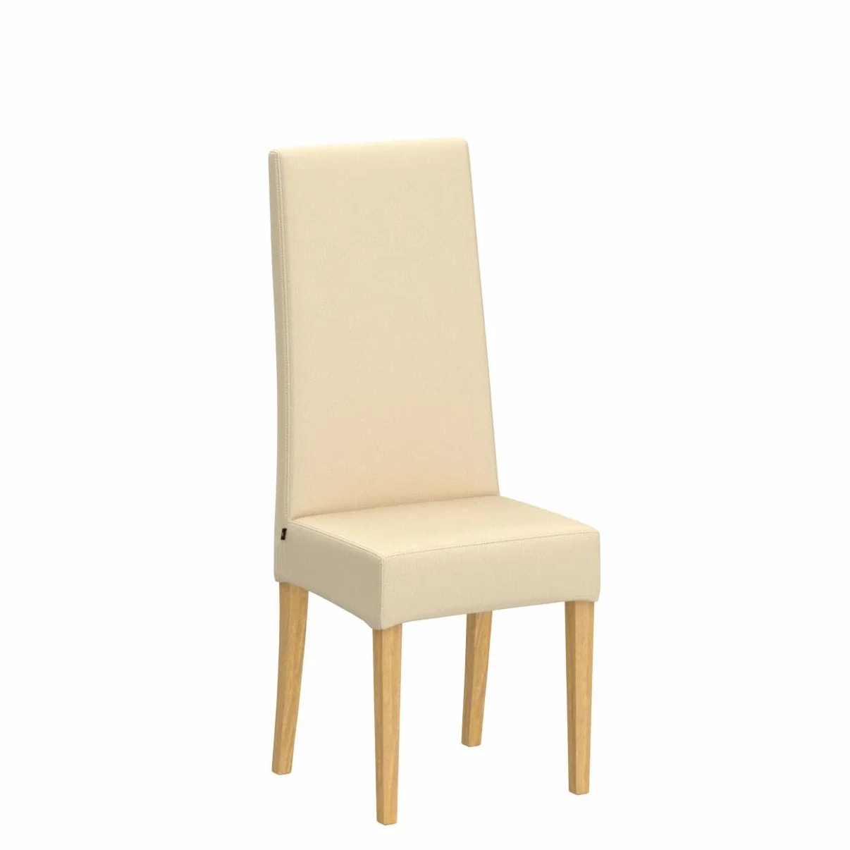 t m c s Tommychairs - Zestaw 4 krzeseł LUISA, struktura z drewna bukowego, w kolorze dębu, siedzisko tapicerowane i pokryte sztuczną skórą w kolorze lnu
