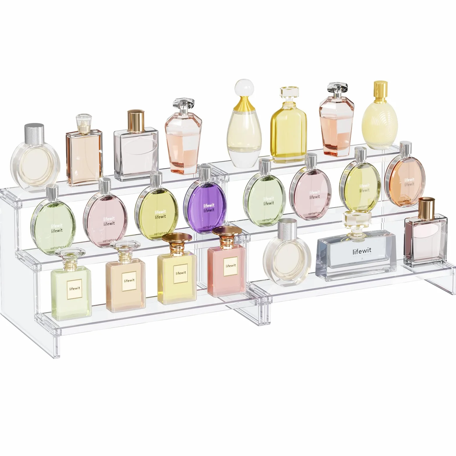 Lifewit 3 Tier Clear Display Risers Stand, 30.5 cm Plastikowe Risers do Wyświetlania, Plastikowe Organizatory do Figurek/Cupcake/Perfumy, Stojak Wyświetlania Biurkowego Dekoracji, 2 Opakowanie
