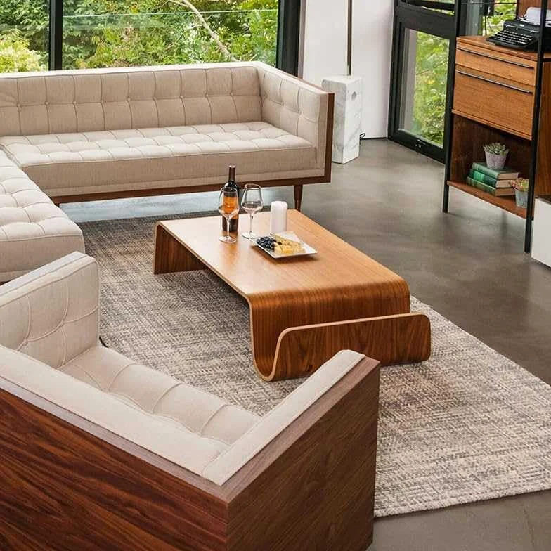 Stolik kawowy z litego drewna – zakrzywiony drewniany stolik pomocniczy do salonu, kreatywny i prosty design, idealny stolik do herbaty lub stolik koktajlowy