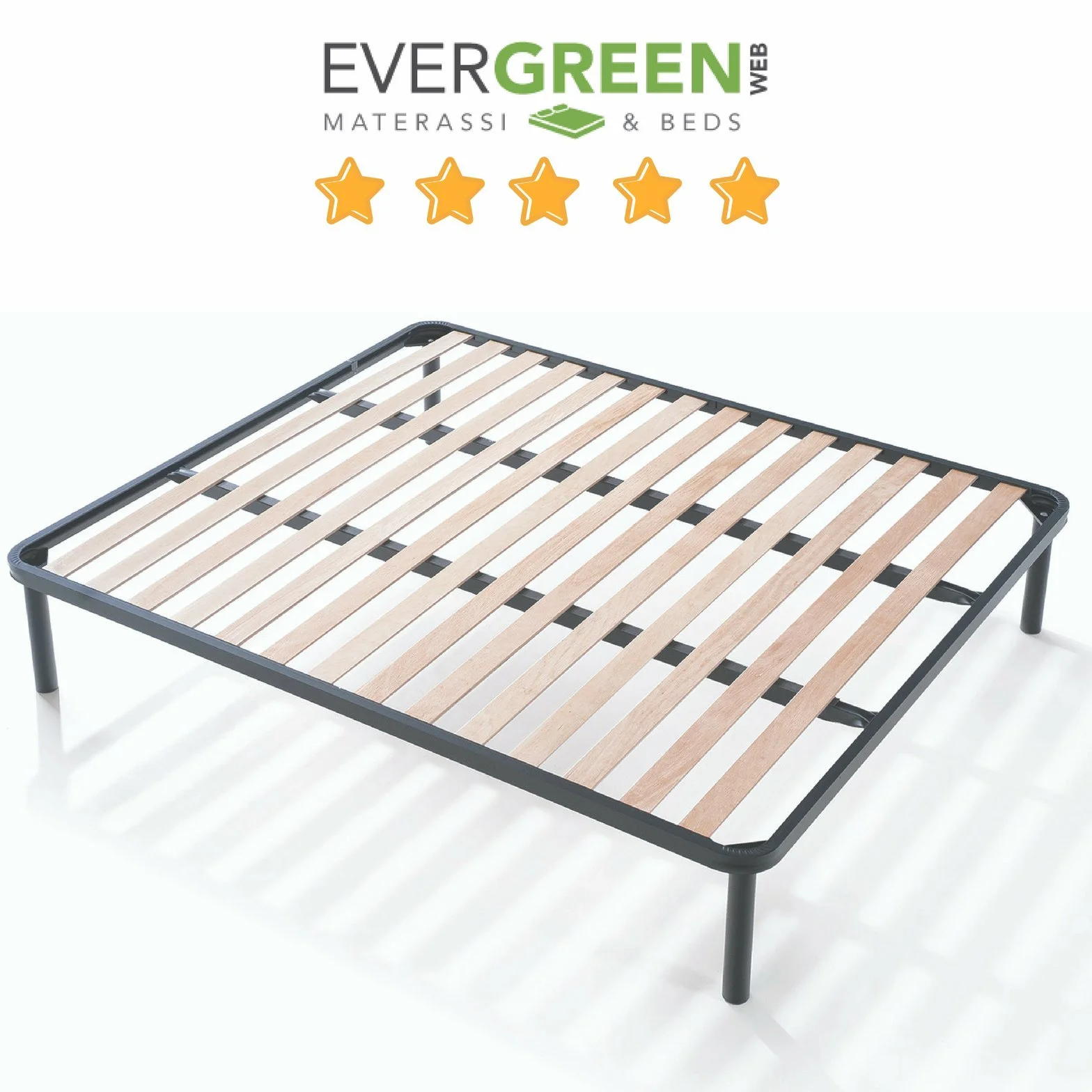 EVERGREENWEB Podstawa łóżka 160 x 190 cm + materac ALOE VERA o wysokości 20 cm + 2 poduszki z pianki z pamięcią kształtu, ortopedyczne, antybakteryjne, hipoalergiczne, tapicerskie z efektem masażu