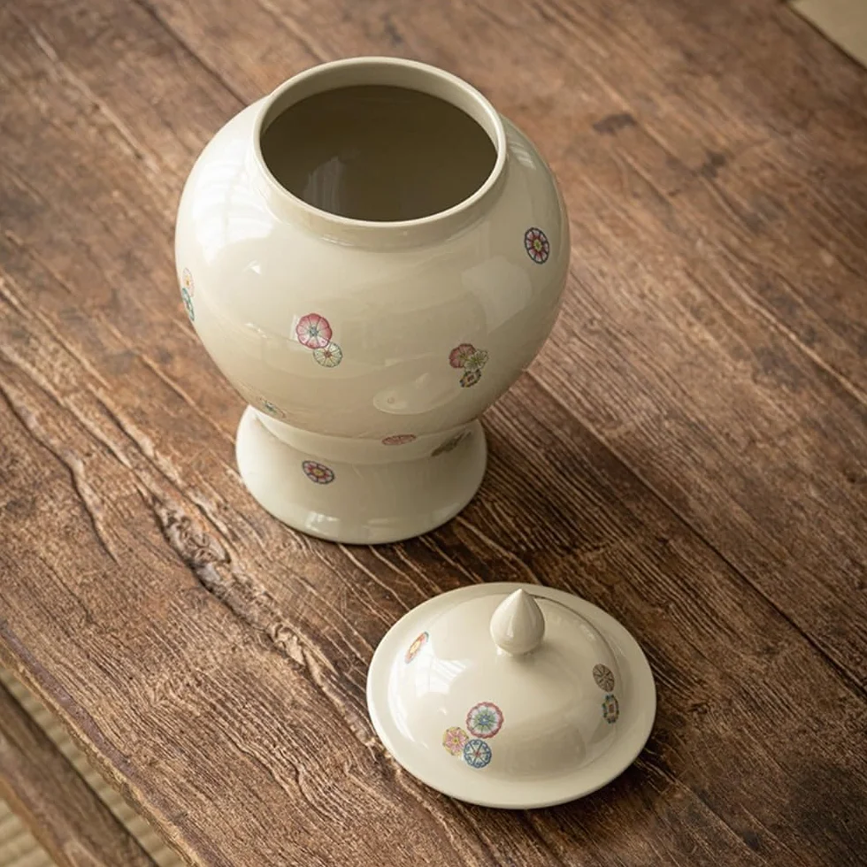 CMBSSTFC Pojemnik na herbatę Ceramiczny pojemnik do przechowywania luzem herbaty Słoik Duży, szczelnie zamknię słoik Słoik do przechowywania herbaty o dużej pojemności Zestaw herbaciany Pojedynczy