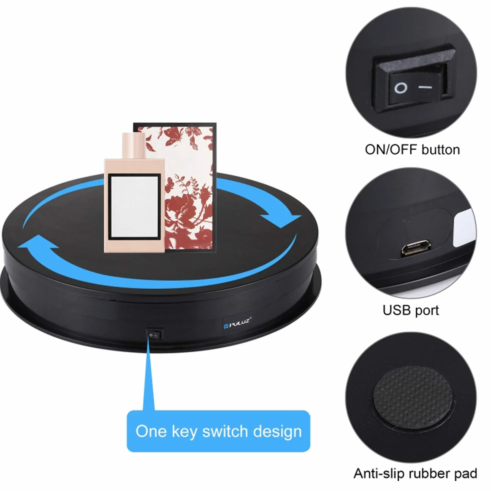 Stojak na biżuterię Gramofon Glorify do Dekoracji Biały ABS PC 30 Cm USB do Sklepu Sklepowego (Rozmiar 2)