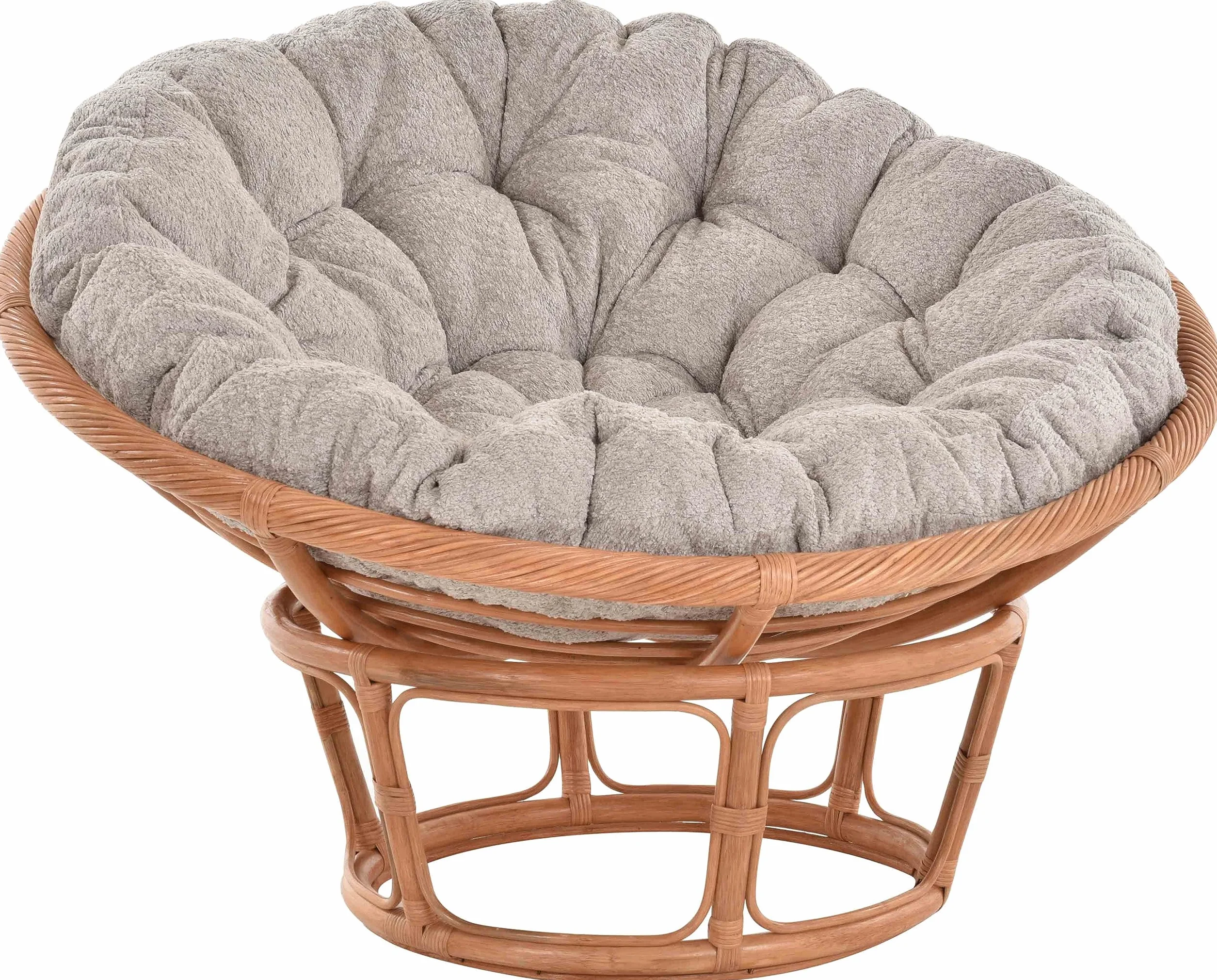 Papasan fotel XXL z poduszką Relax Papasan fotel naturalny Rattan fotel leżakowy (Ø120cm, terakota)