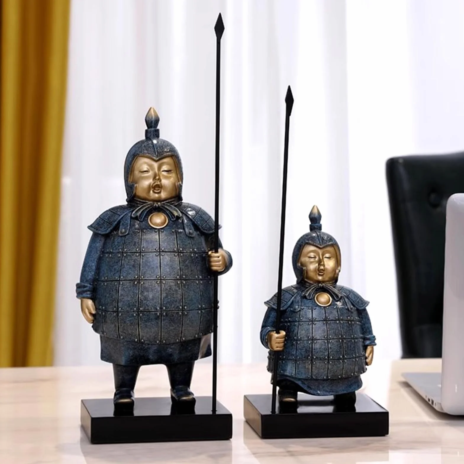 Statua do dekoracji domu – statuetka artystyczna, terakota wojowników statuetka żołnierzy straży włóczni, figurka zbroi z terakoty, dekoracja domu, figurka rycerza Qin, dekoracja na biurko (zestaw