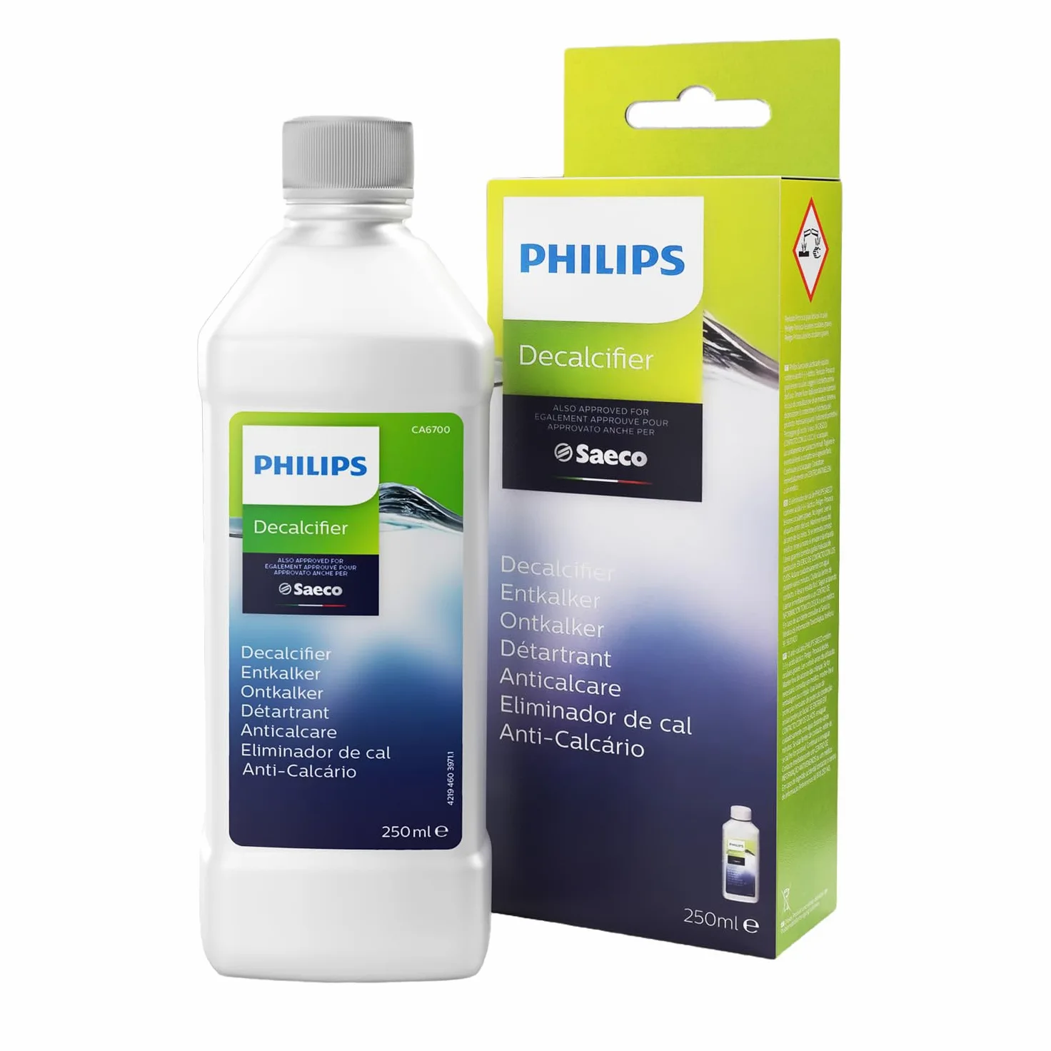 Philips zestaw do pielęgnacji ekspresów do kawy - odkamieniacz 250 ml, smar HD5061, tabletki odtłuszczające CA6704/10 (6 tabletek) + Sillar 2x filtr wody zamiennik dla CA6903, szczotka do czyszczenia