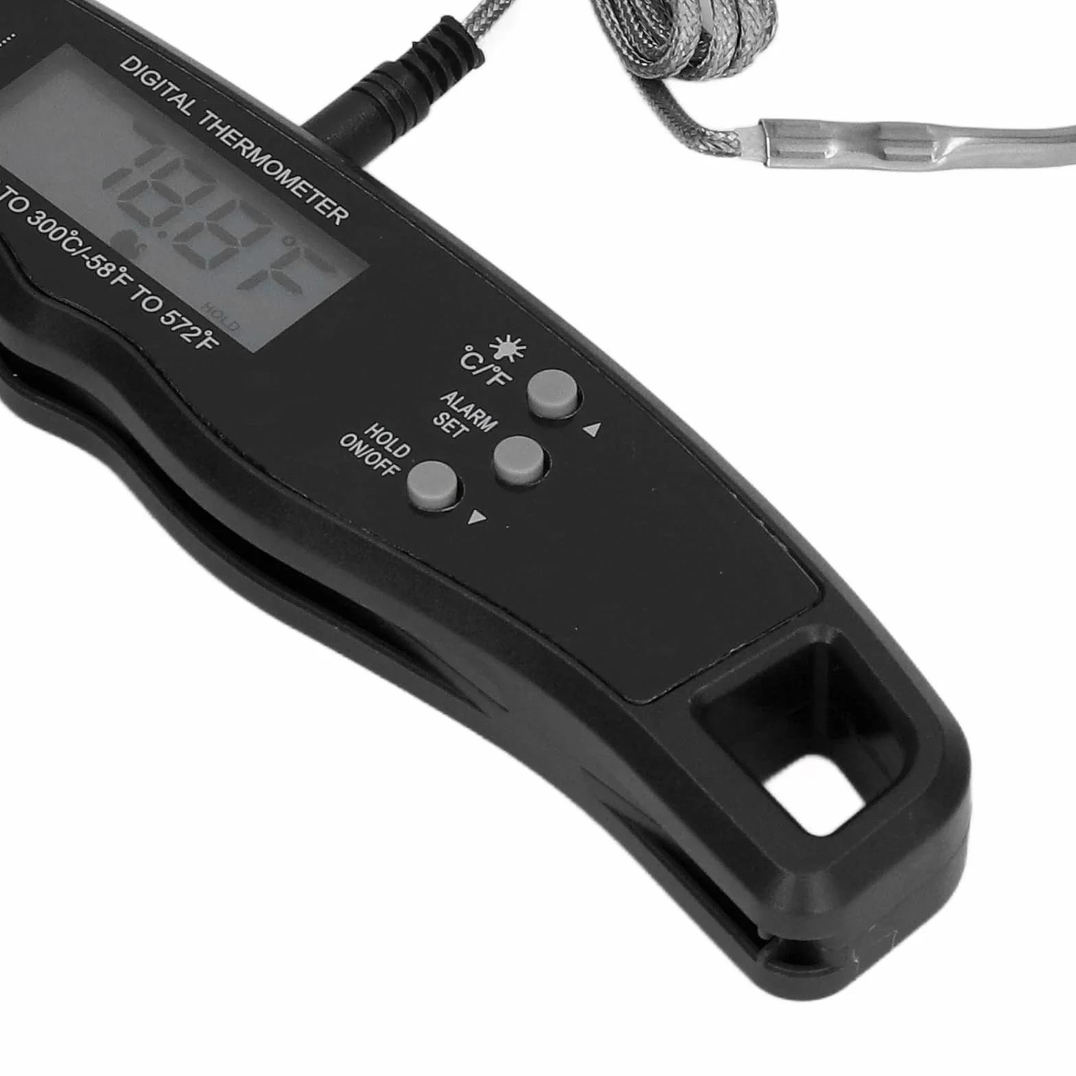 Termometr Spożywczy z podwójną sondą, Przenośny Termometr Cyfrowy LCD Termometr do Gotowania, Termometry Mięsne Zasilane Bateryjnie Termometr Kuchenny do Grillowania (Czarny)