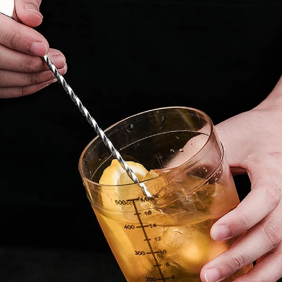 Profesjonalna łyżka barowa ze stali nierdzewnej, spiralna do koktajli, martini, kawy