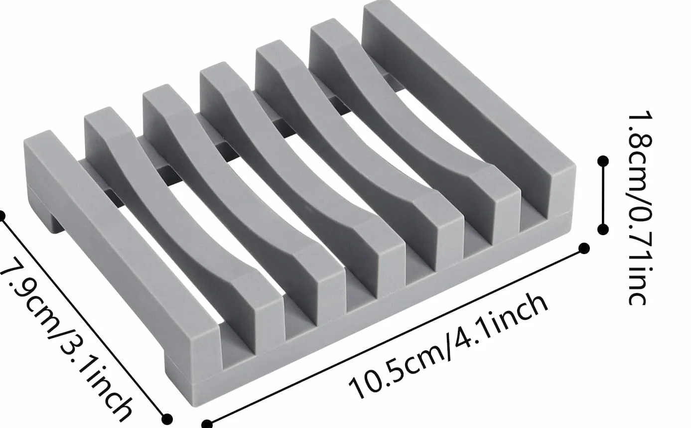 Topsky Silikonowa Mydelniczka z Samoczyszczącą Drenażem, Szary - 2-pack