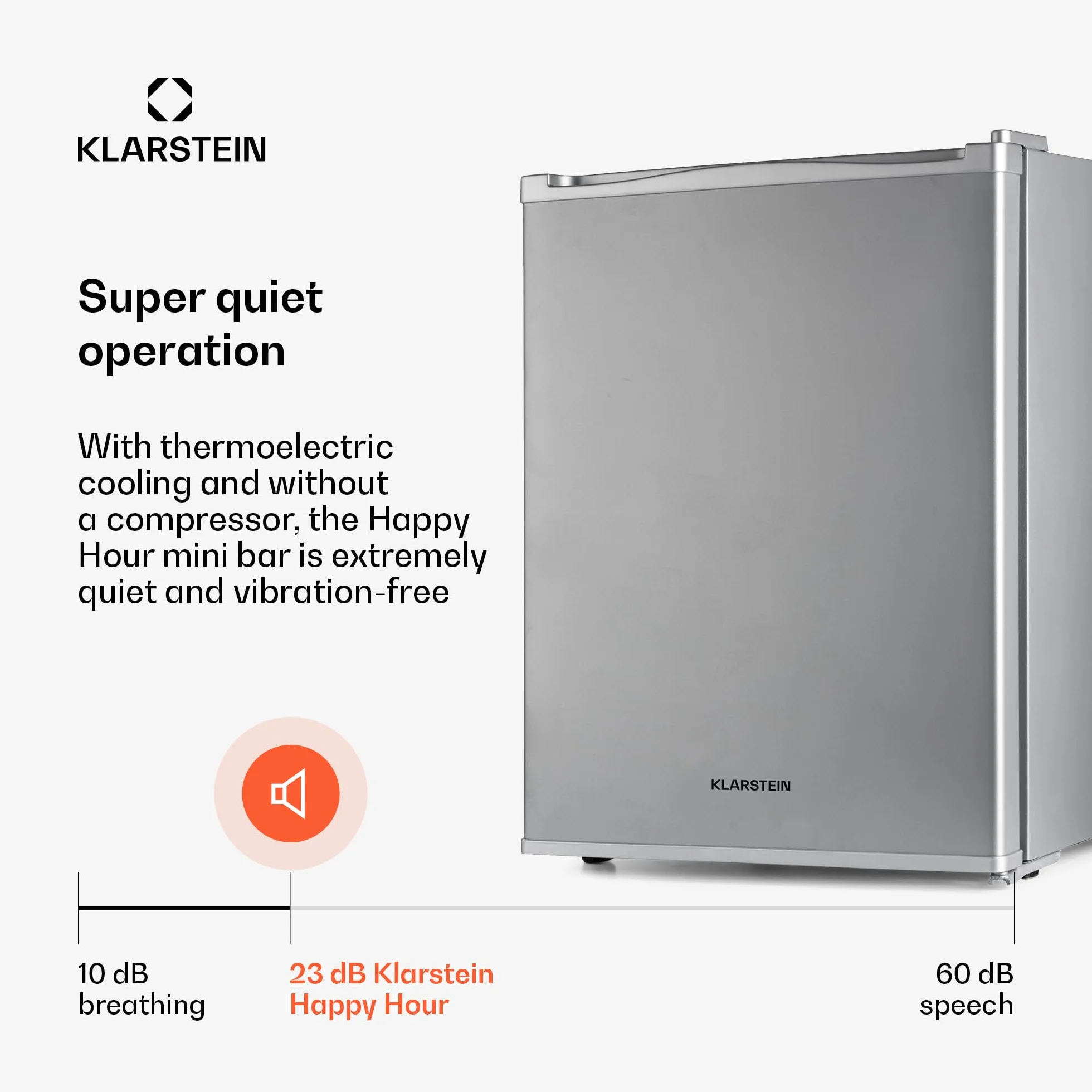 Klarstein Happy Hour minibar 37L lodówka kompresorowa 5-15°C srebrny
